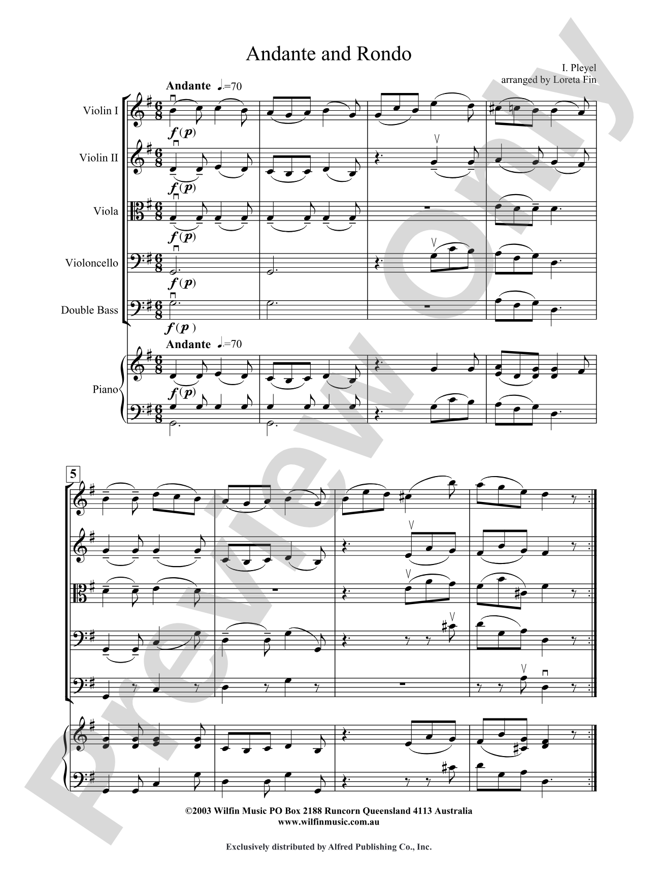 Andante and Rondo: String Orchestra Conductor Score & Parts