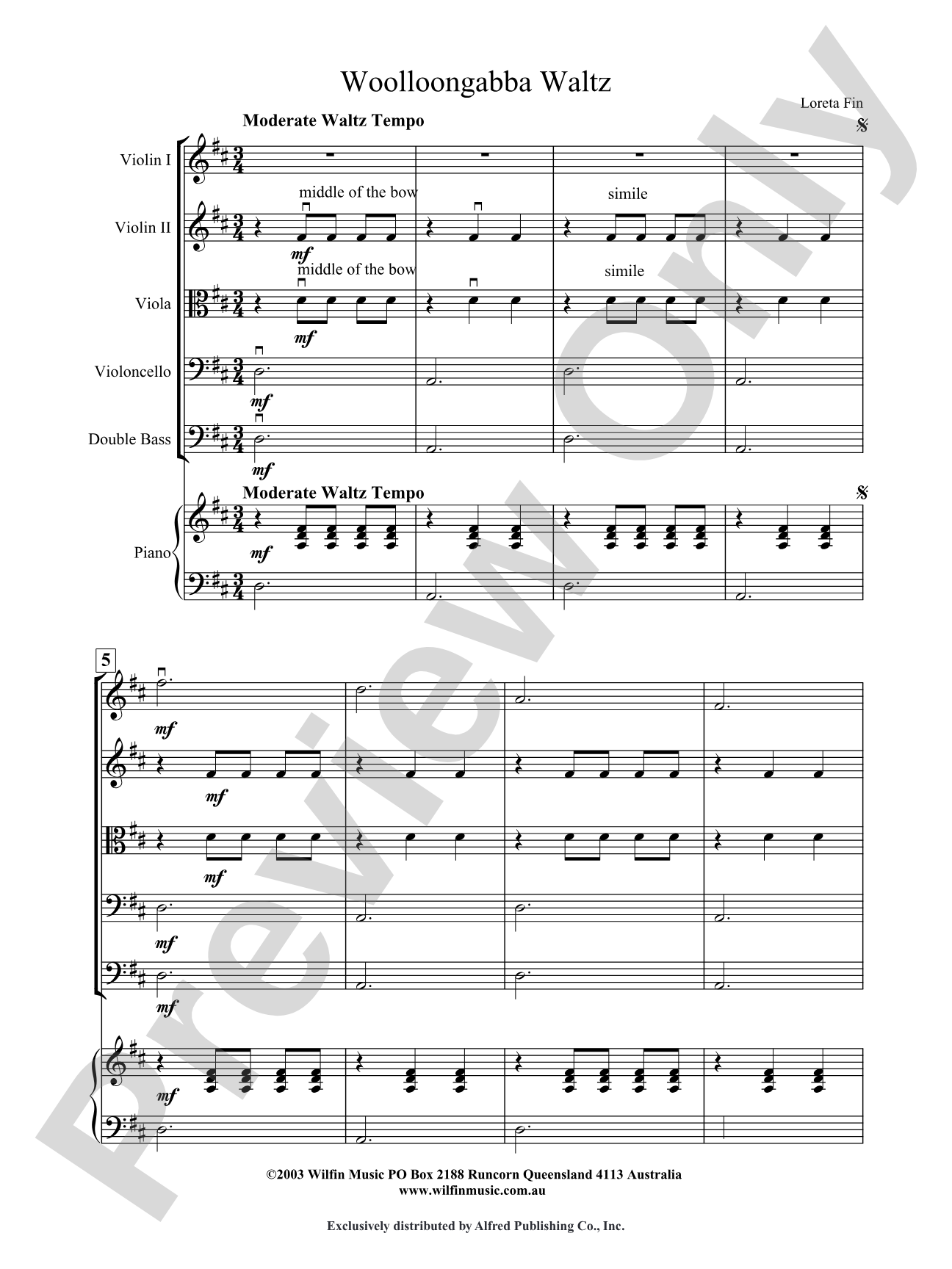 Woolloongabba Waltz: Score