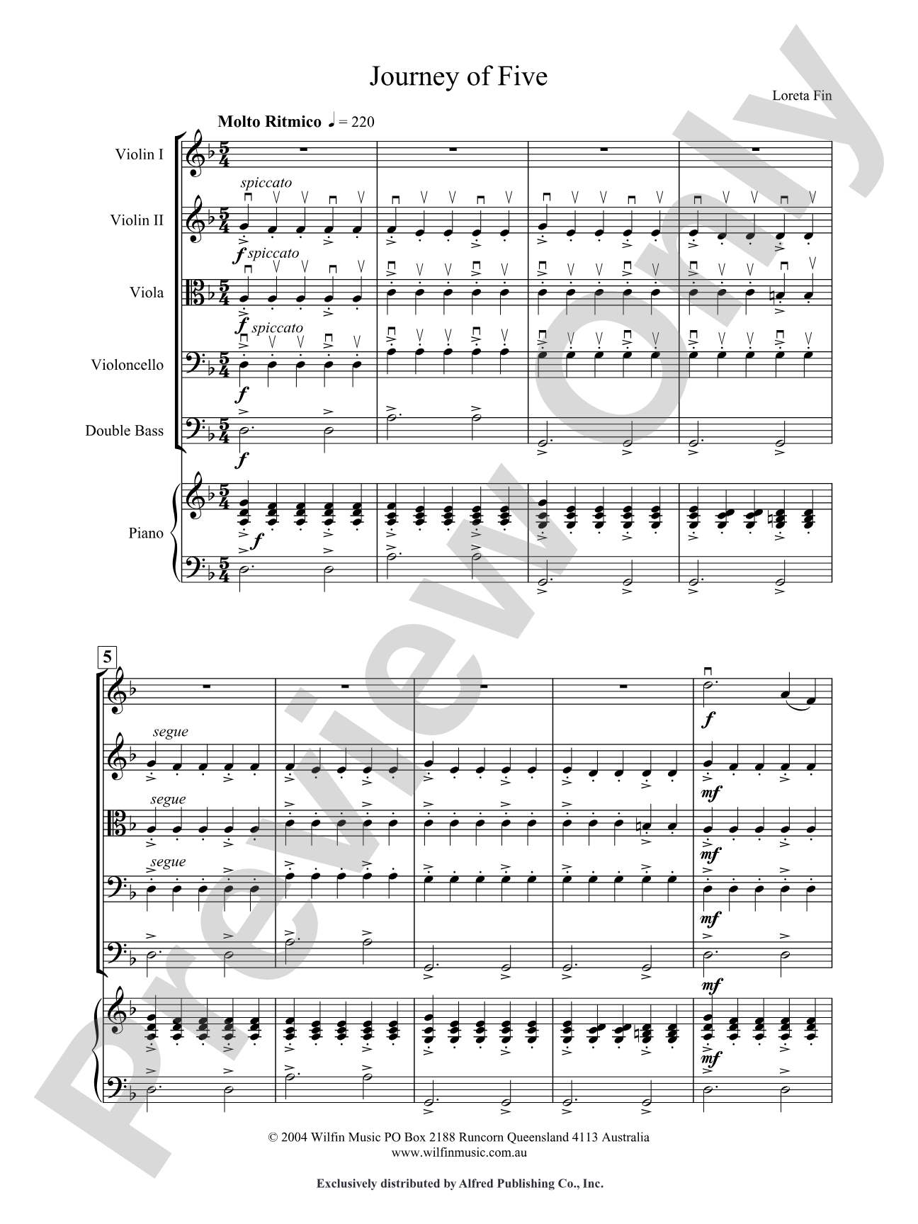 Journey of Five: String Orchestra Conductor Score & Parts