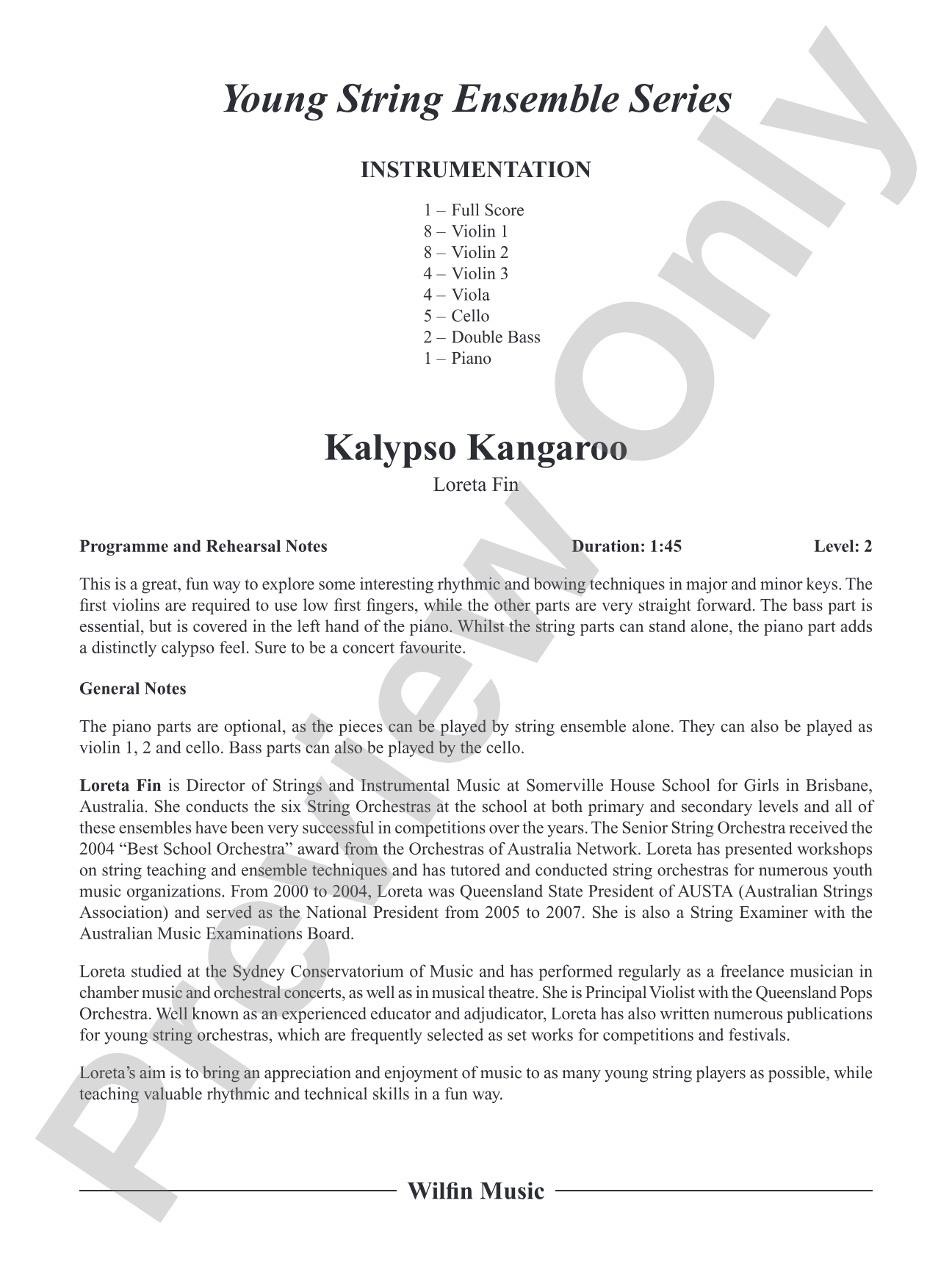 Kalypso Kangaroo: String Orchestra Conductor Score & Parts
