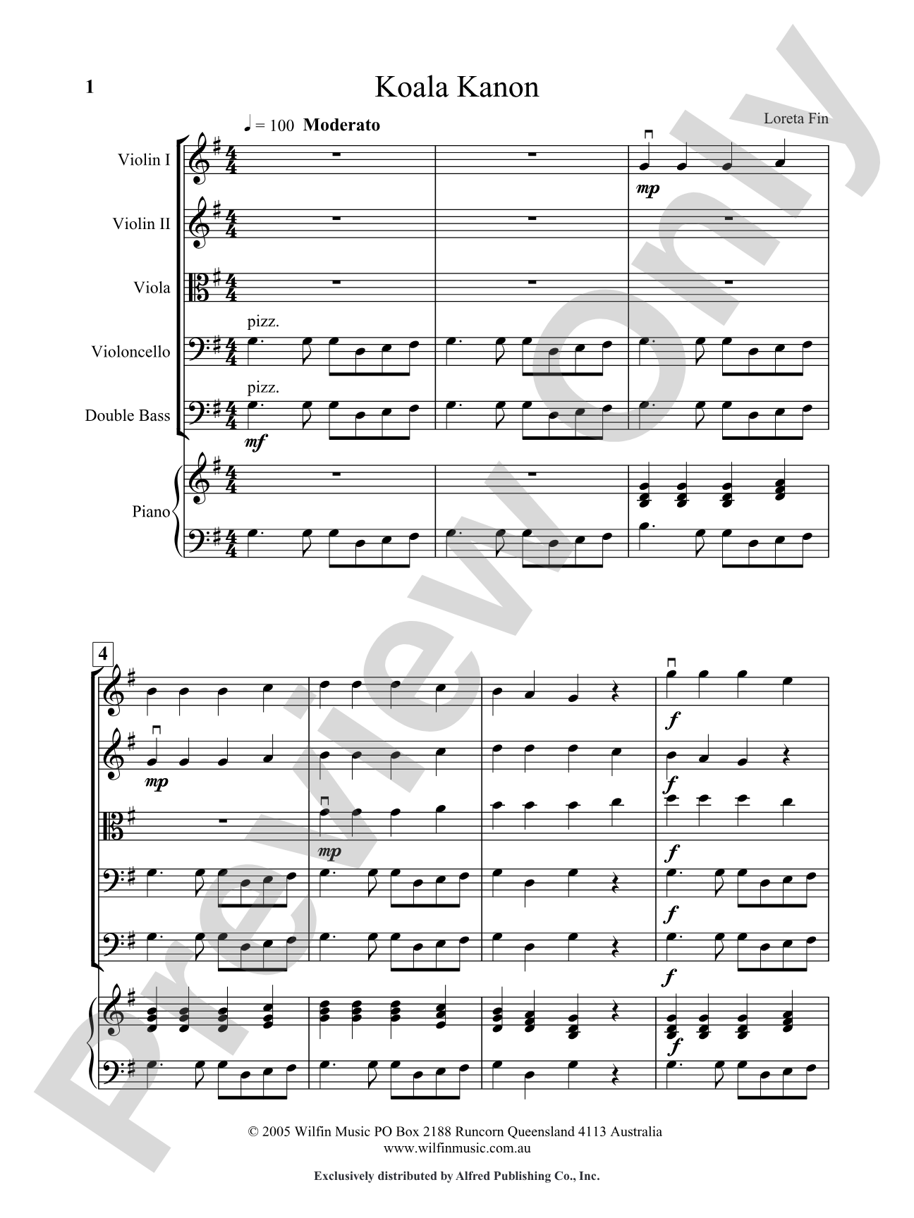 Koala Kanon: String Orchestra Conductor Score & Parts