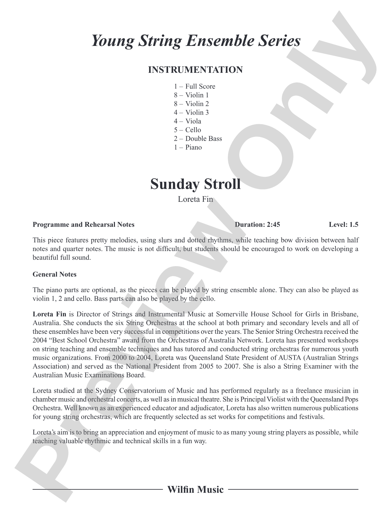 Sunday Stroll: String Orchestra Conductor Score & Parts