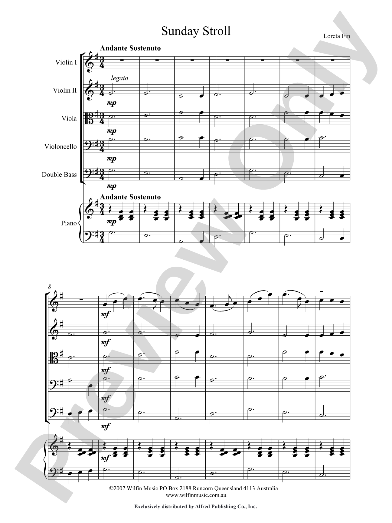 Sunday Stroll: String Orchestra Conductor Score & Parts