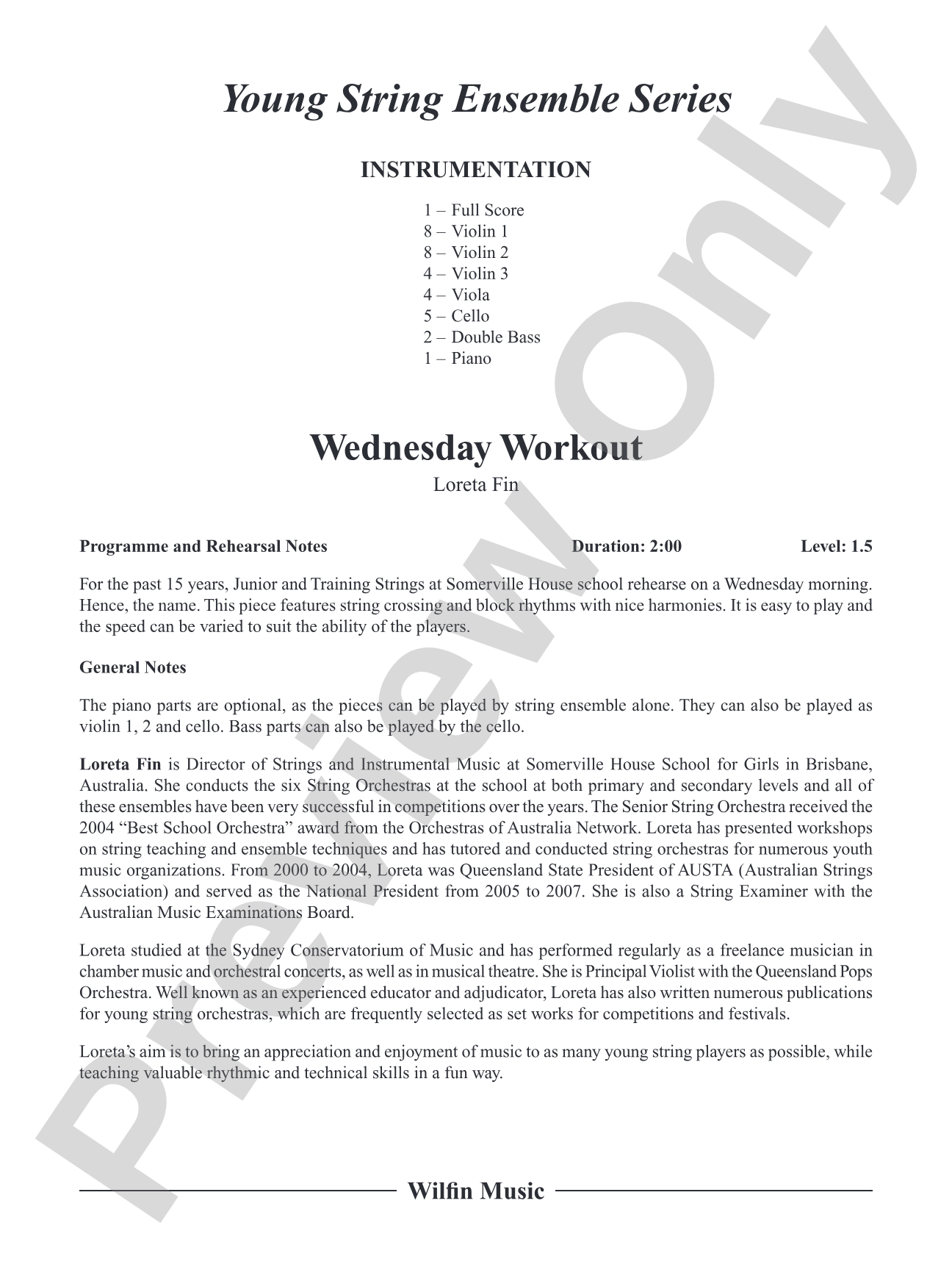 Wednesday Workout: String Orchestra Conductor Score & Parts