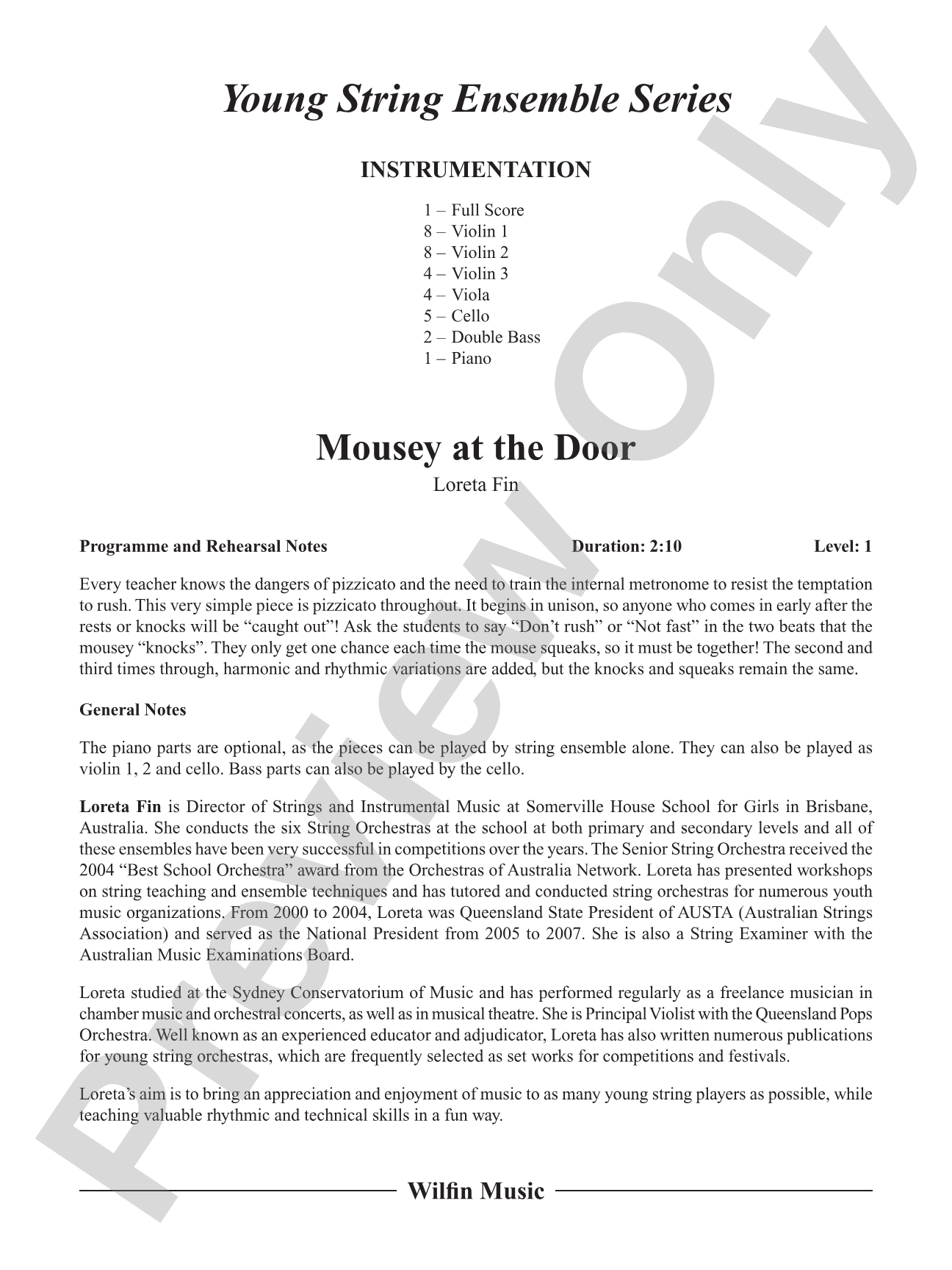 Mousey at the Door: String Orchestra Conductor Score & Parts