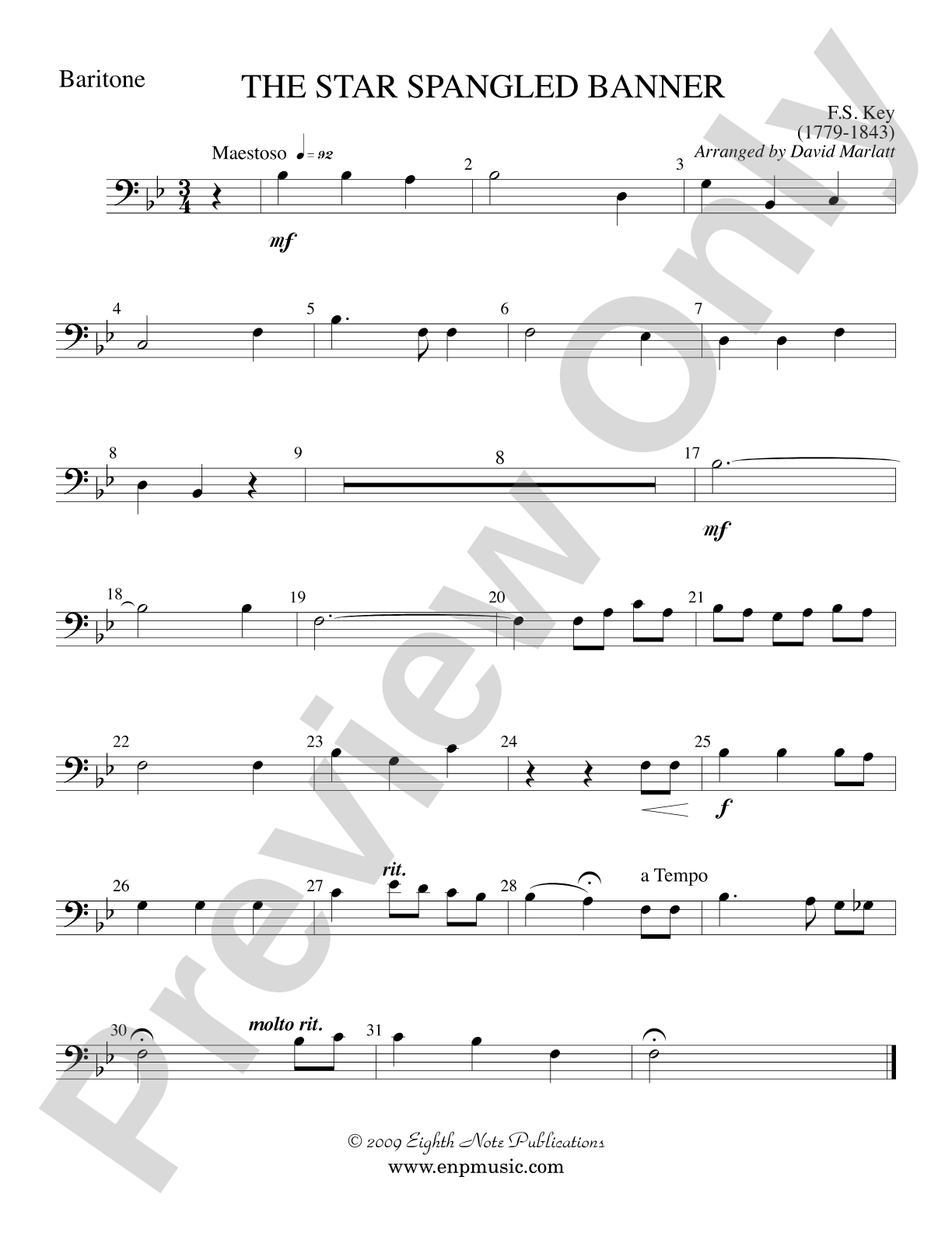 The Star Spangled Banner: Baritone B.C.