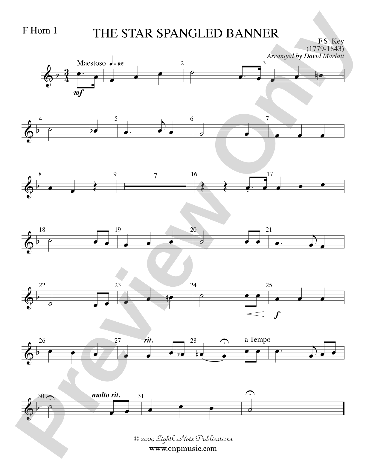 The Star Spangled Banner: 1st F Horn