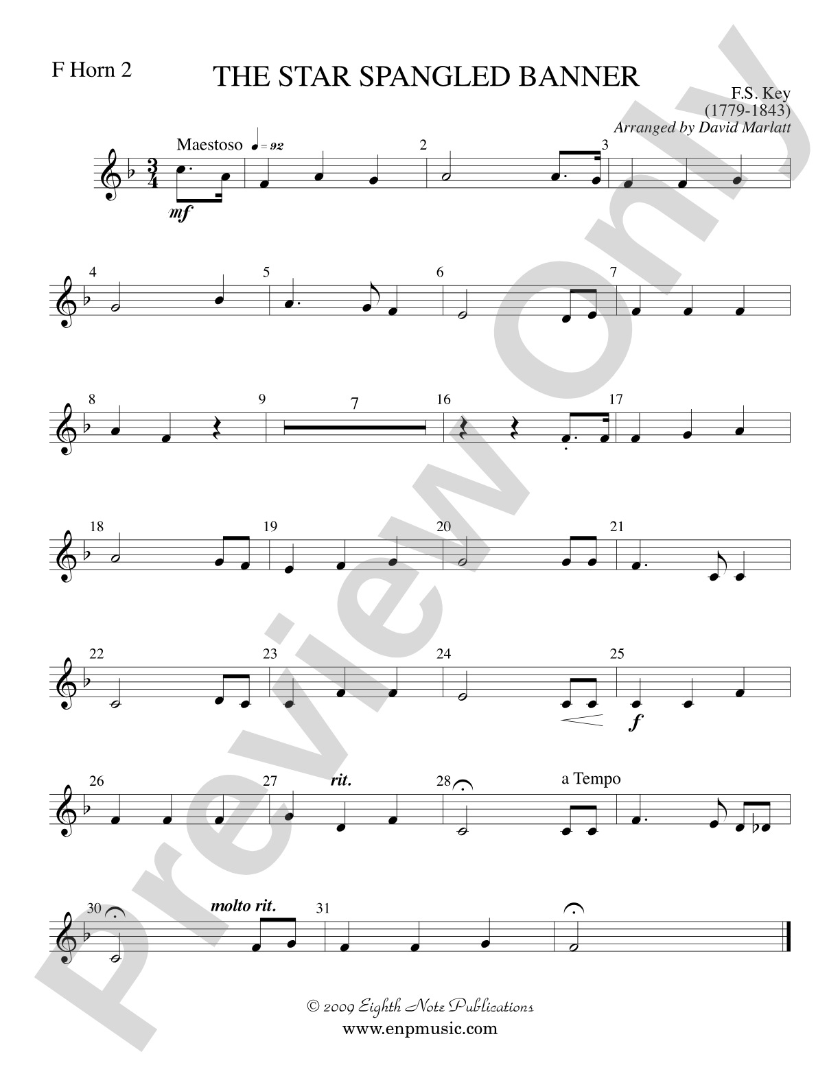 The Star Spangled Banner: 2nd F Horn