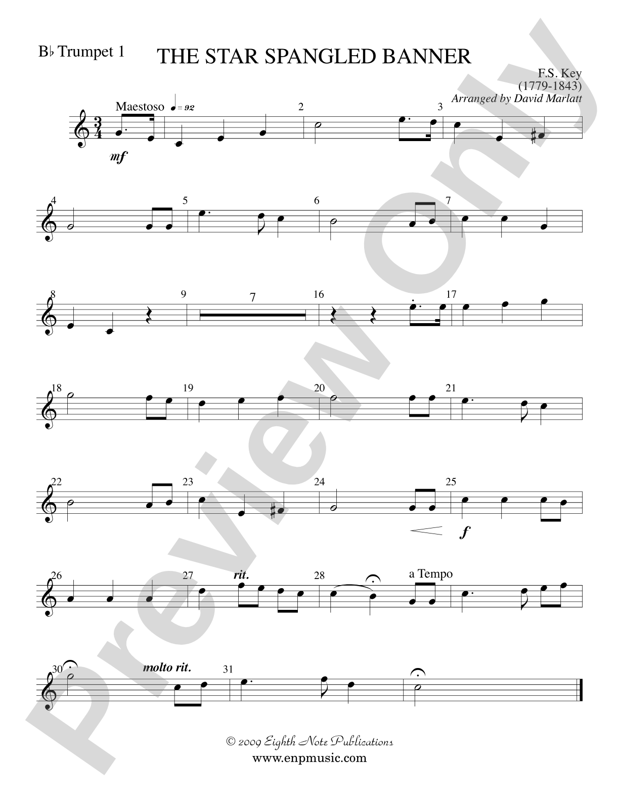 The Star Spangled Banner: 1st B-flat Trumpet