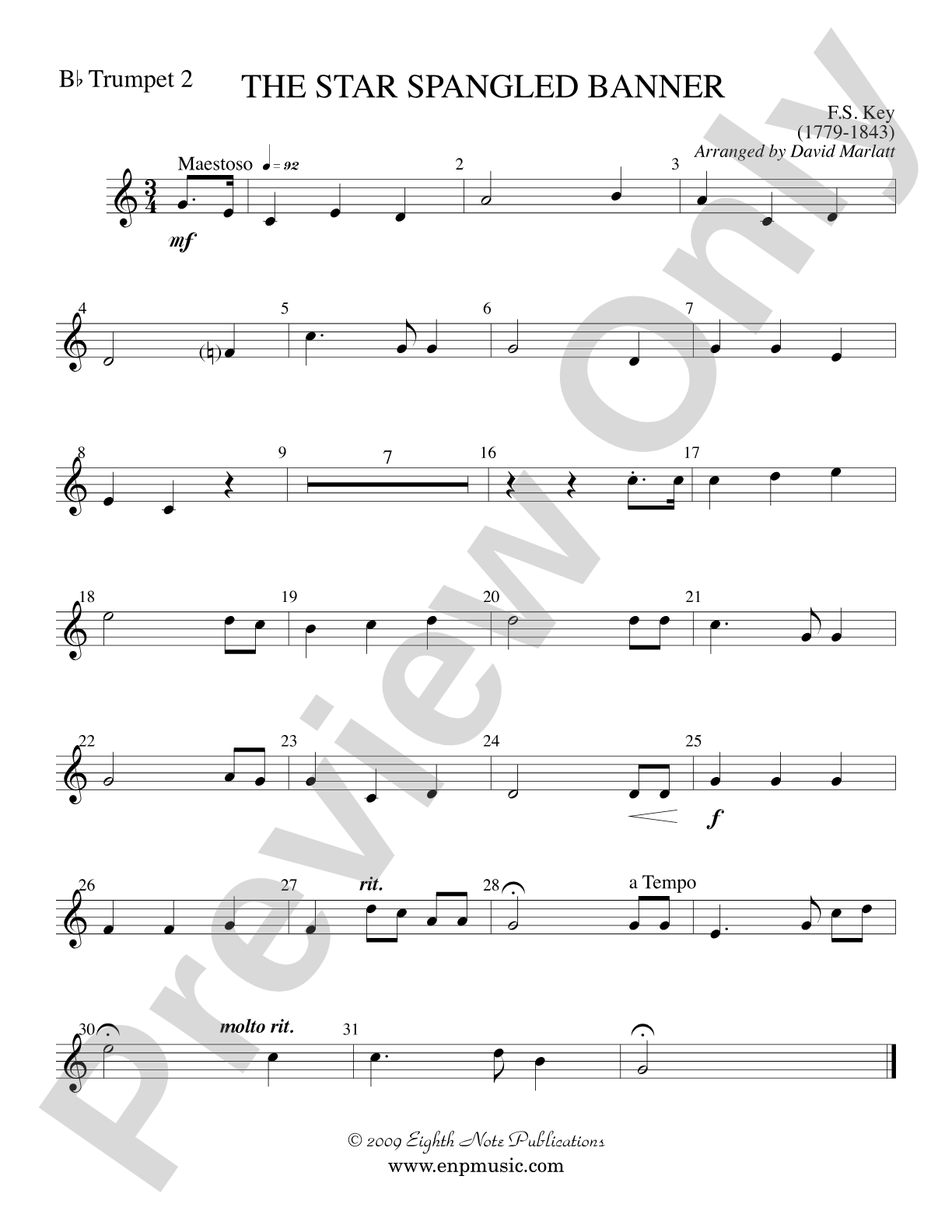 The Star Spangled Banner: 2nd B-flat Trumpet