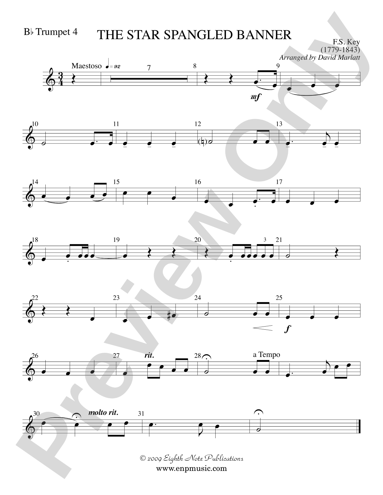 The Star Spangled Banner: 4th B-flat Trumpet