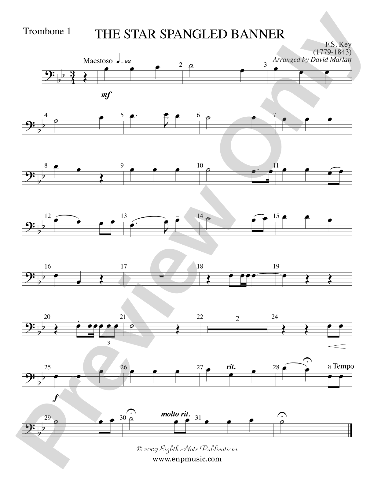 The Star Spangled Banner: 1st Trombone
