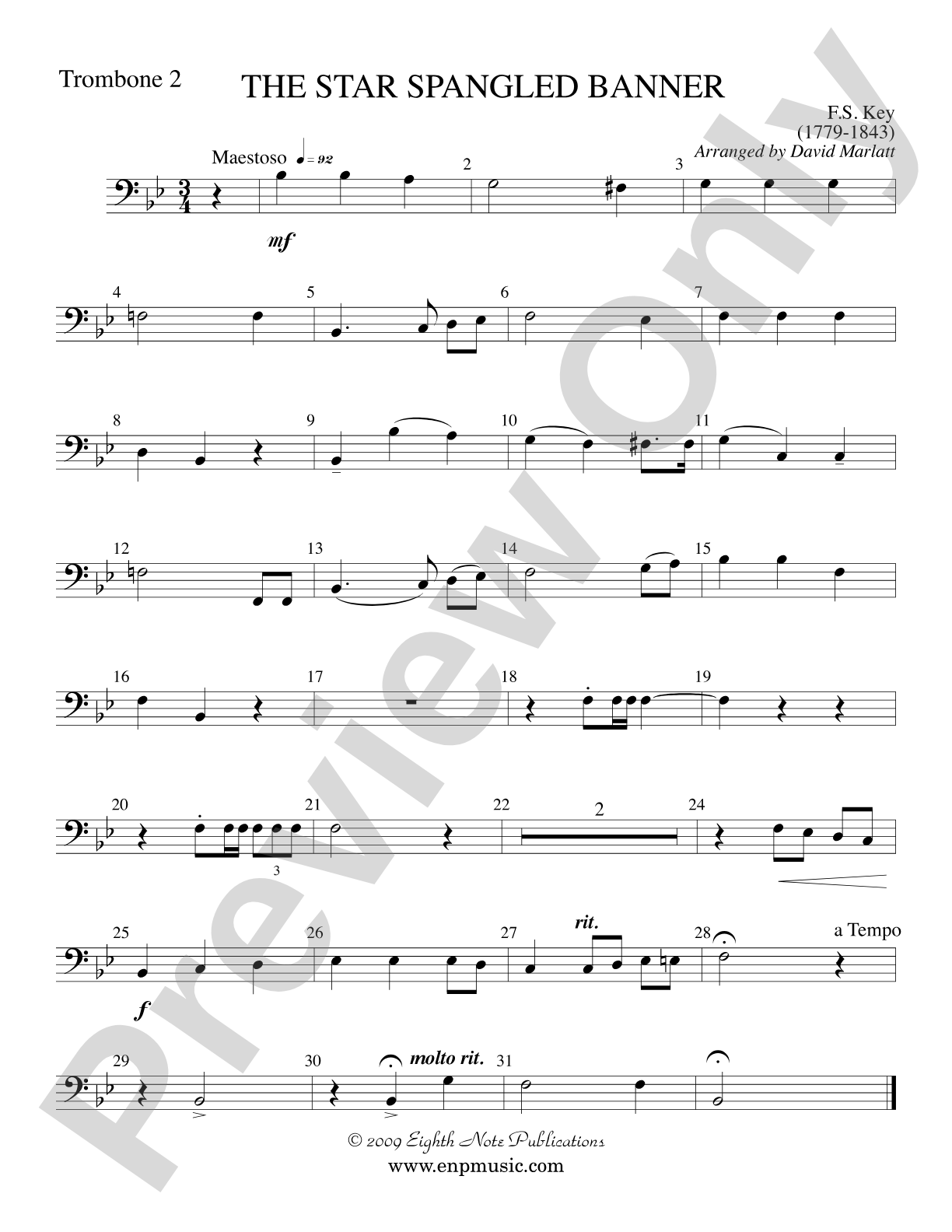 The Star Spangled Banner: 2nd Trombone