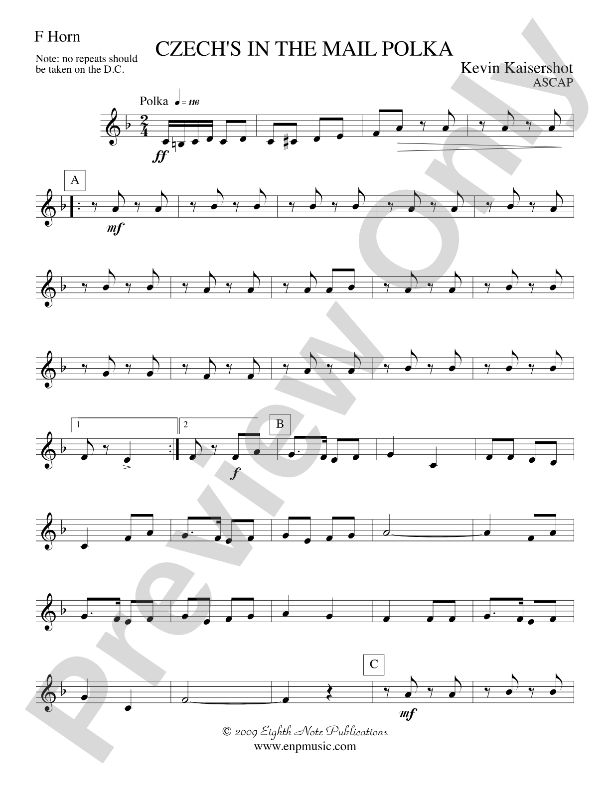 Czech's in the Mail Polka: 1st F Horn