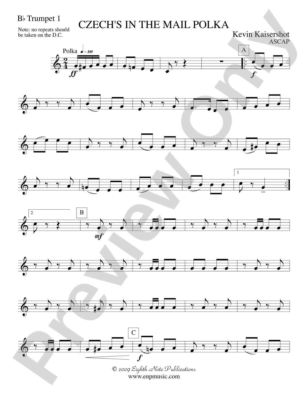 Czech's in the Mail Polka: 1st B-flat Trumpet