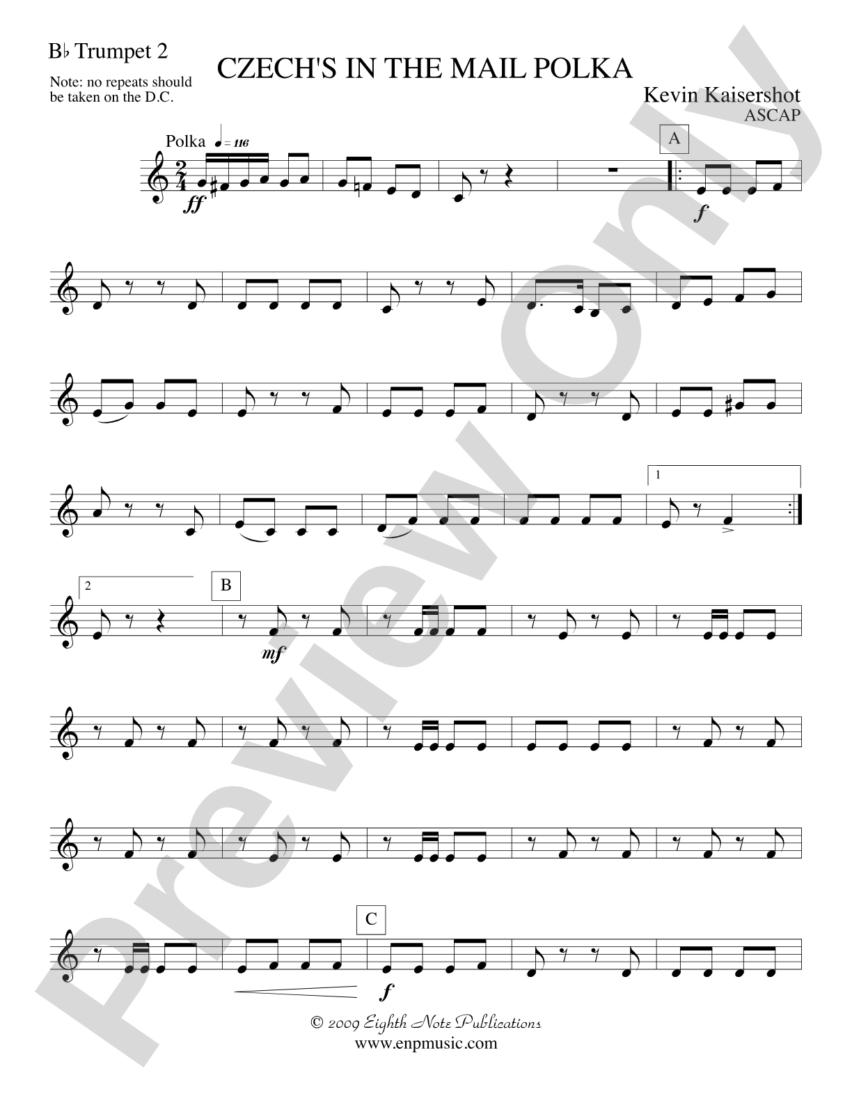 Czech's in the Mail Polka: 2nd B-flat Trumpet