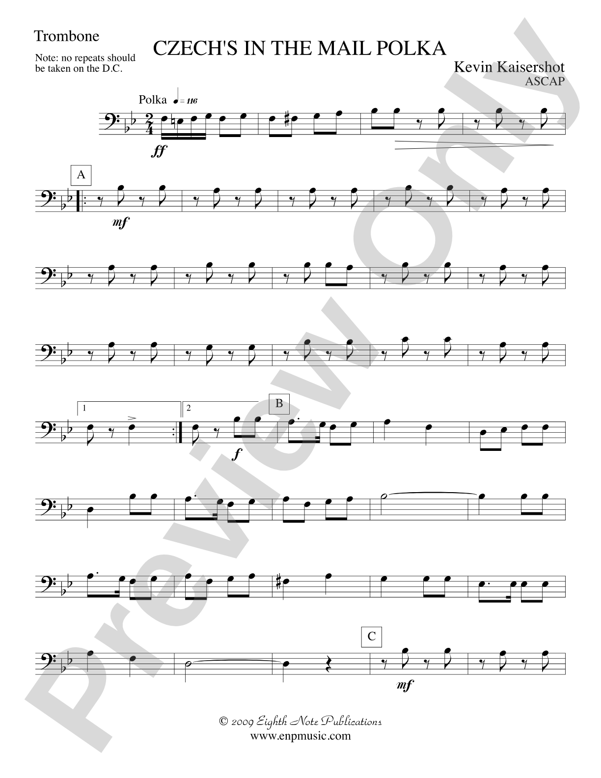 Czech's in the Mail Polka: 1st Trombone