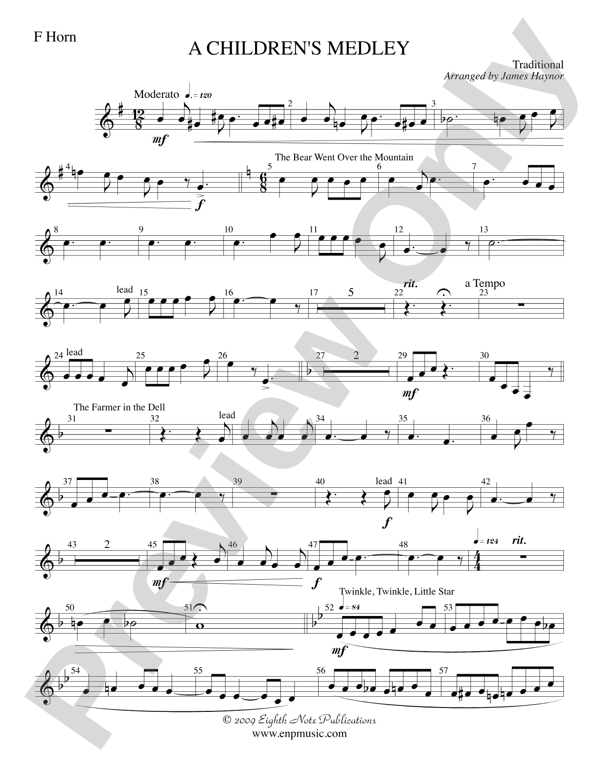 A Children's Medley: 1st F Horn