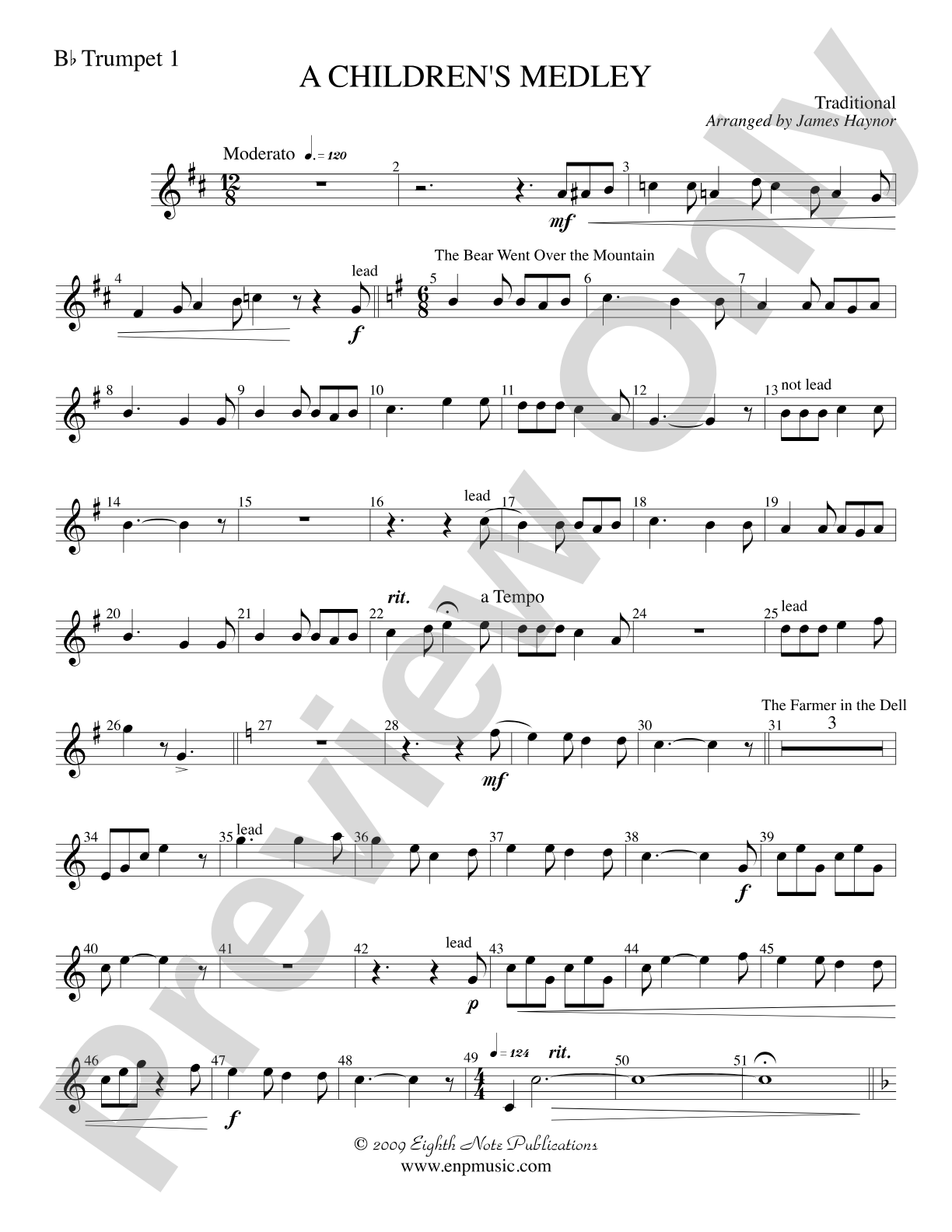 A Children's Medley: 1st B-flat Trumpet