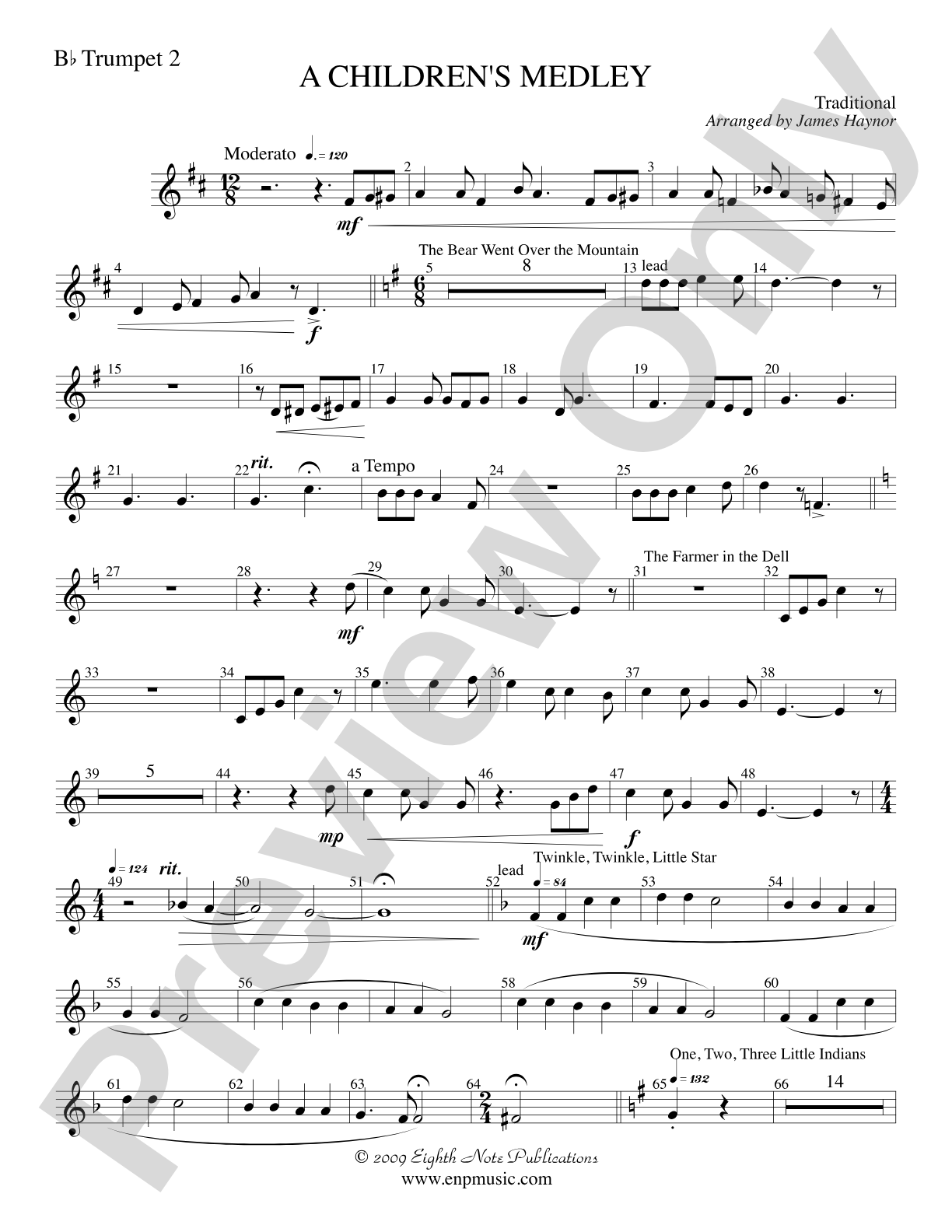 A Children's Medley: 2nd B-flat Trumpet