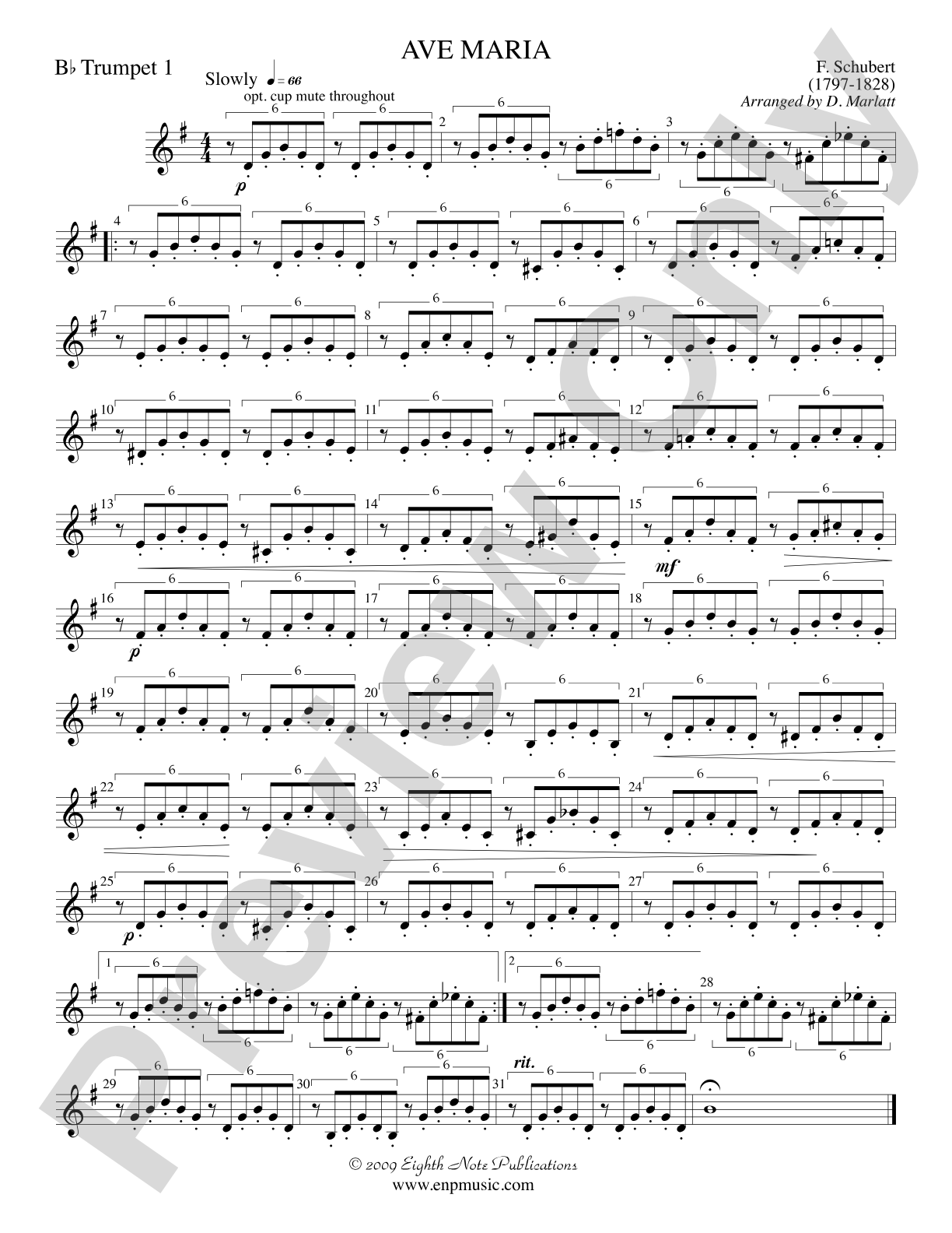 Ave Maria: 1st B-flat Trumpet