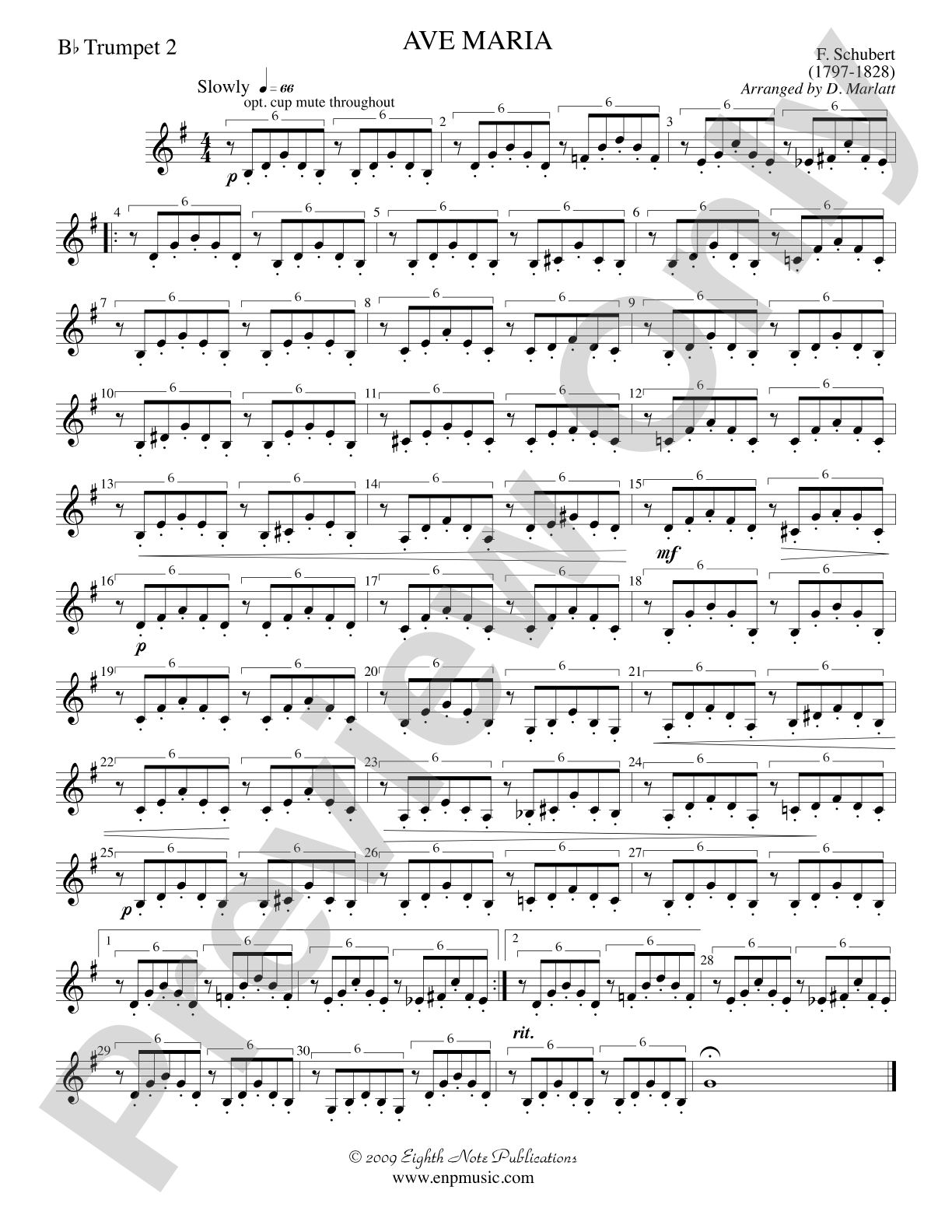 Ave Maria: 2nd B-flat Trumpet