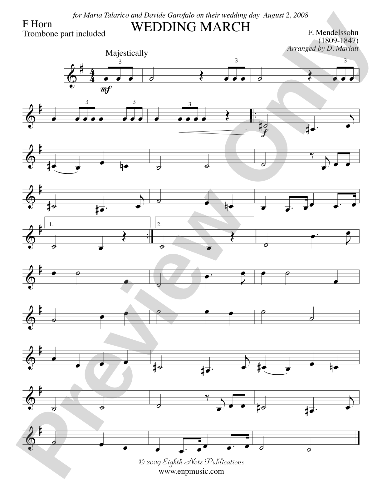 Wedding March: 1st F Horn