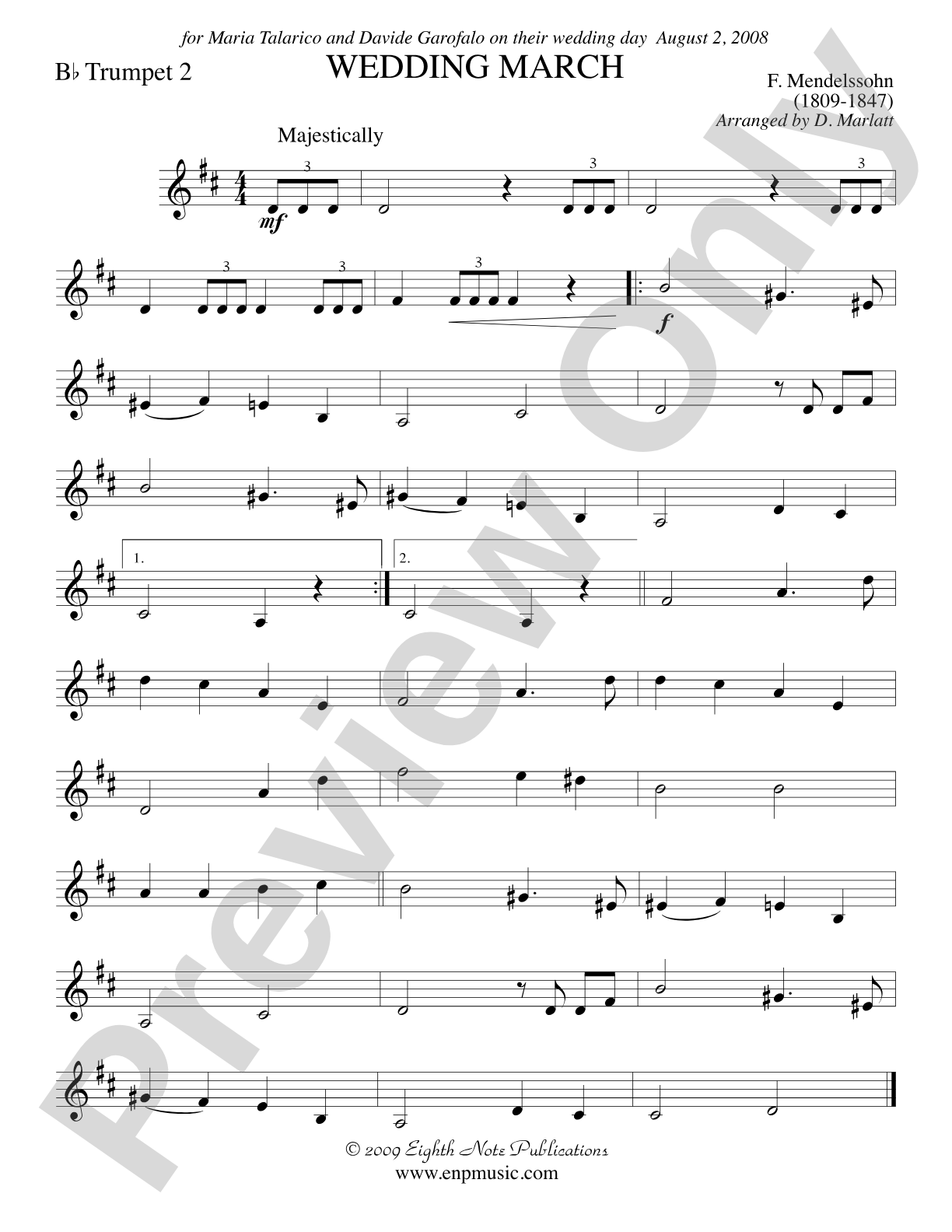 Wedding March: 2nd B-flat Trumpet