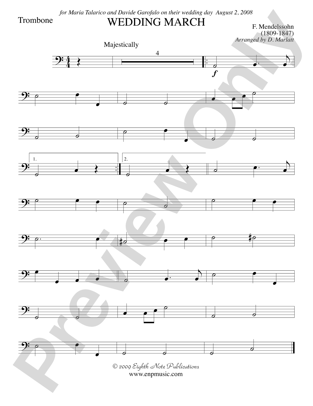 Wedding March: 1st Trombone