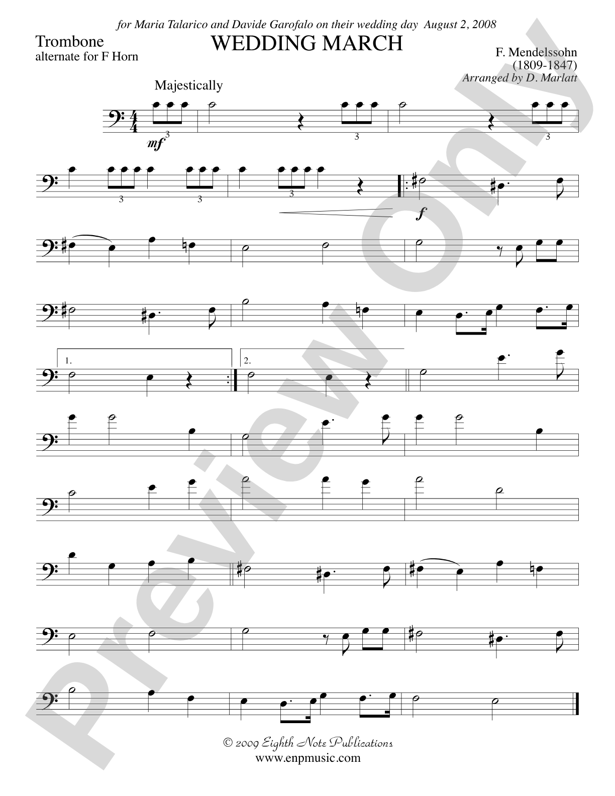 Wedding March: 2nd Trombone