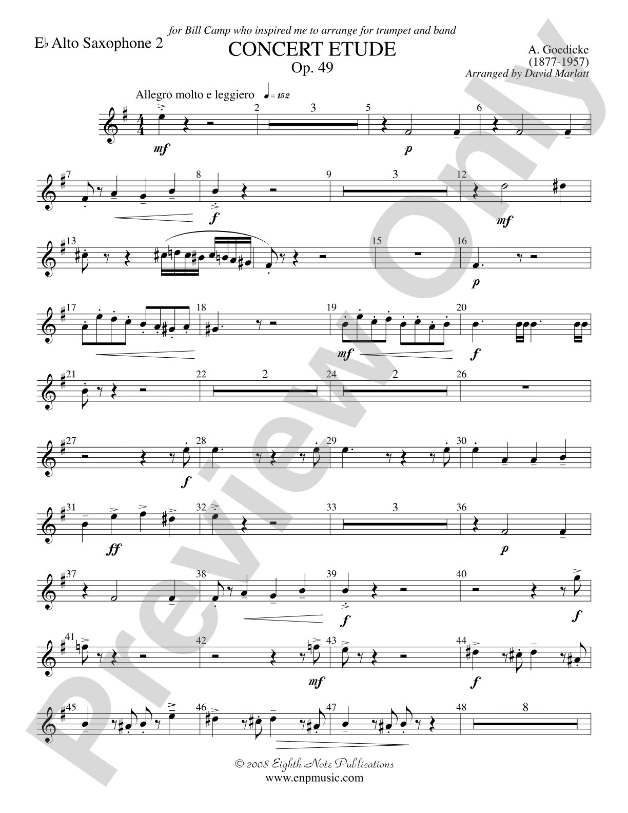 Concert Etude, Op. 49 (Solo Trumpet and Concert Band): 2nd E-flat Alto Saxophone