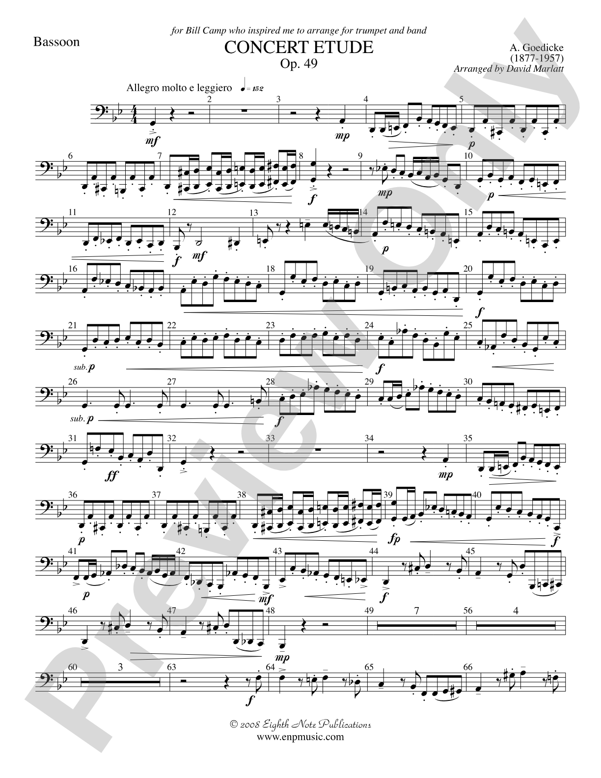 Concert Etude, Op. 49 (Solo Trumpet and Concert Band): Bassoon