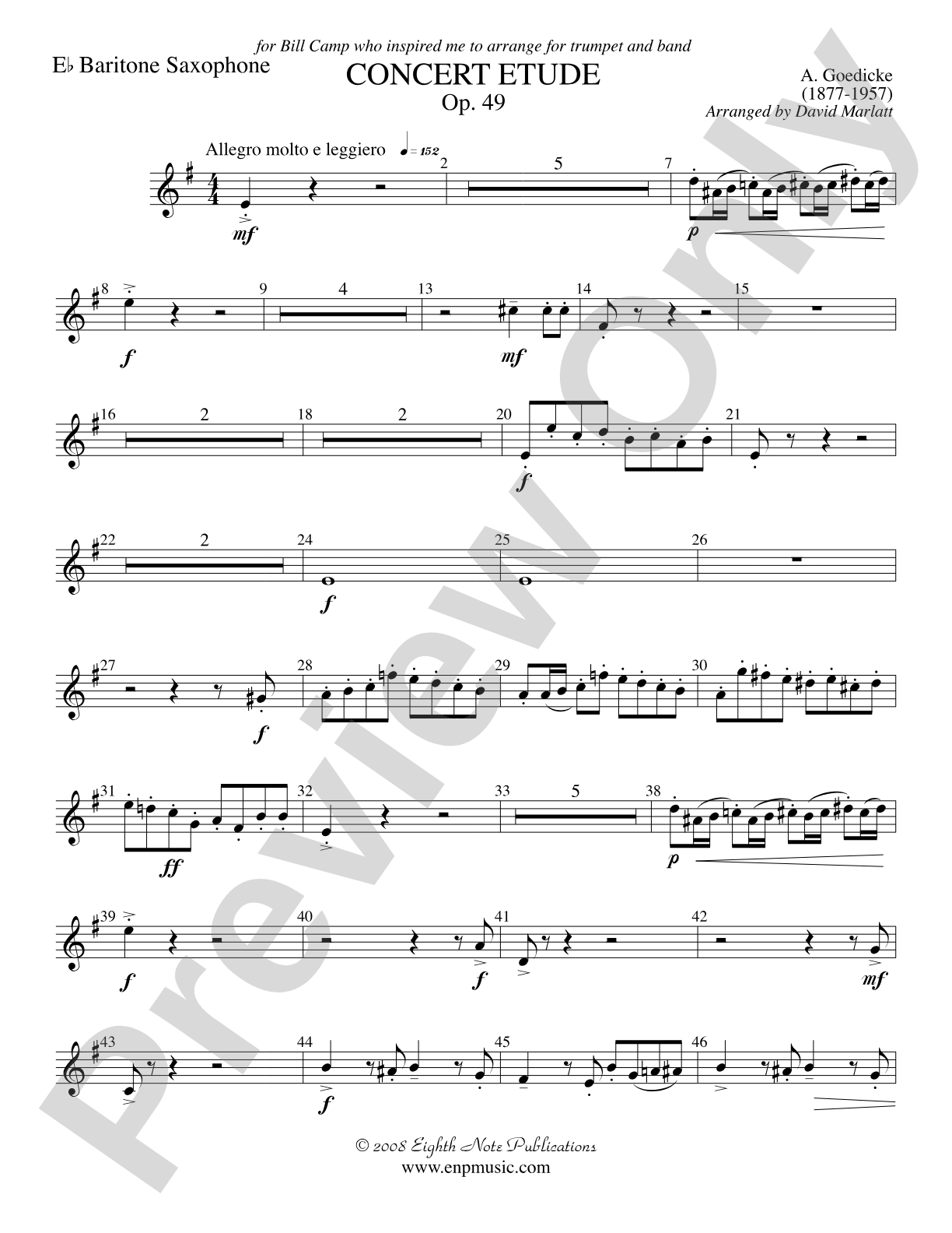 Concert Etude, Op. 49 (Solo Trumpet and Concert Band): E-flat Baritone Saxophone