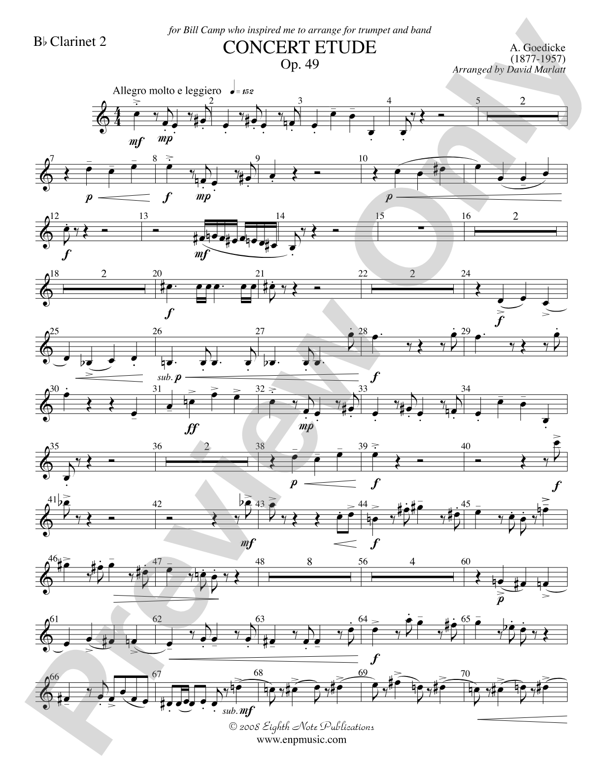 Concert Etude, Op. 49 (Solo Trumpet and Concert Band): 2nd B-flat Clarinet