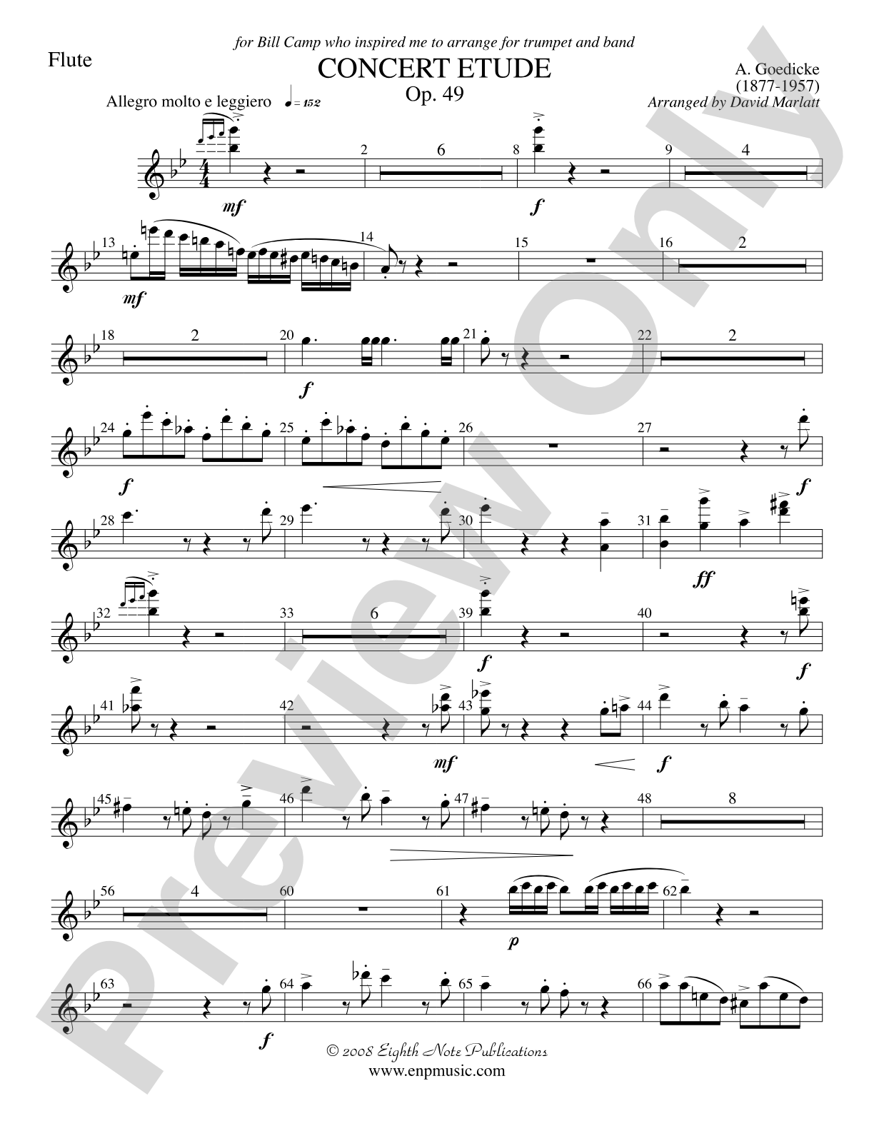 Concert Etude, Op. 49 (Solo Trumpet and Concert Band): Flute
