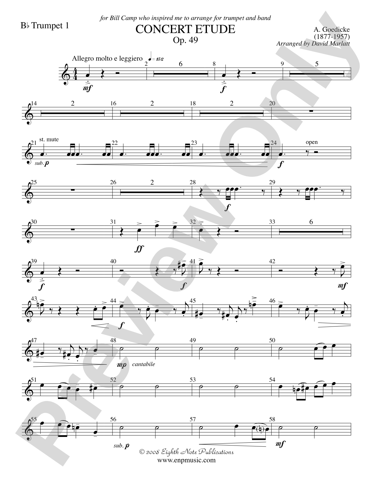 Concert Etude, Op. 49 (Solo Trumpet and Concert Band): 1st B-flat Trumpet