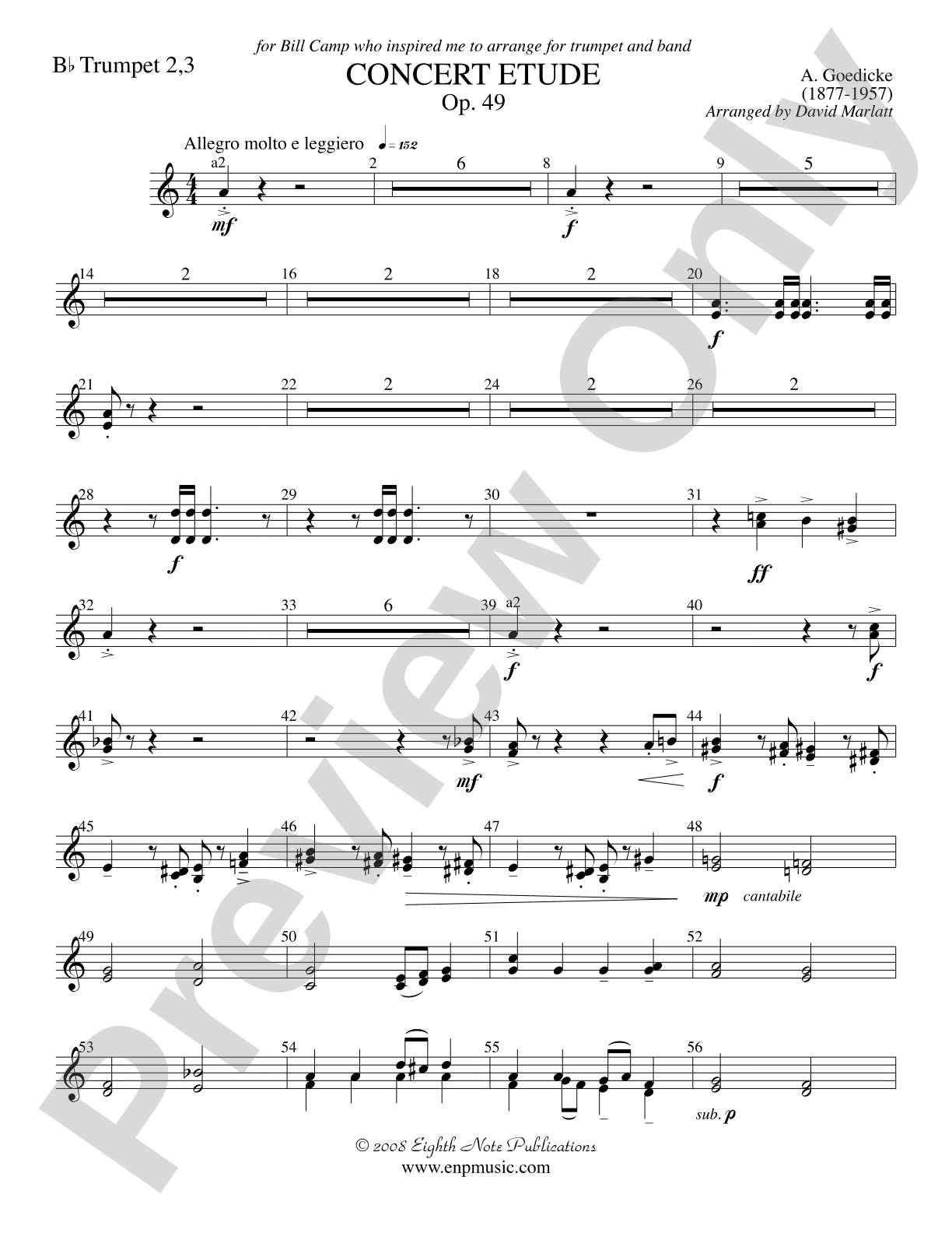 Concert Etude, Op. 49 (Solo Trumpet and Concert Band): 2nd & 3rd Trumpet