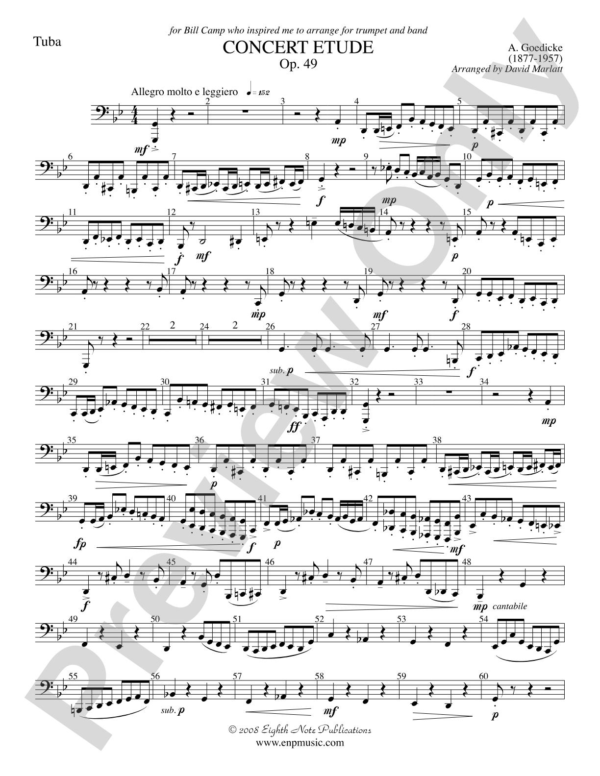 Concert Etude, Op. 49 (Solo Trumpet and Concert Band): Tuba