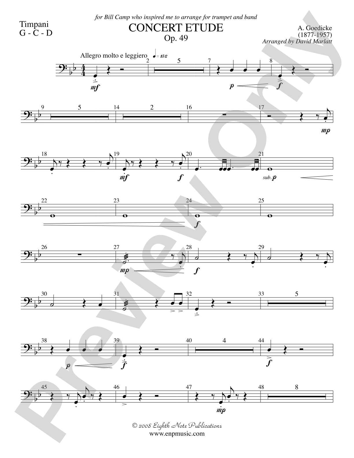 Concert Etude, Op. 49 (Solo Trumpet and Concert Band): Timpani
