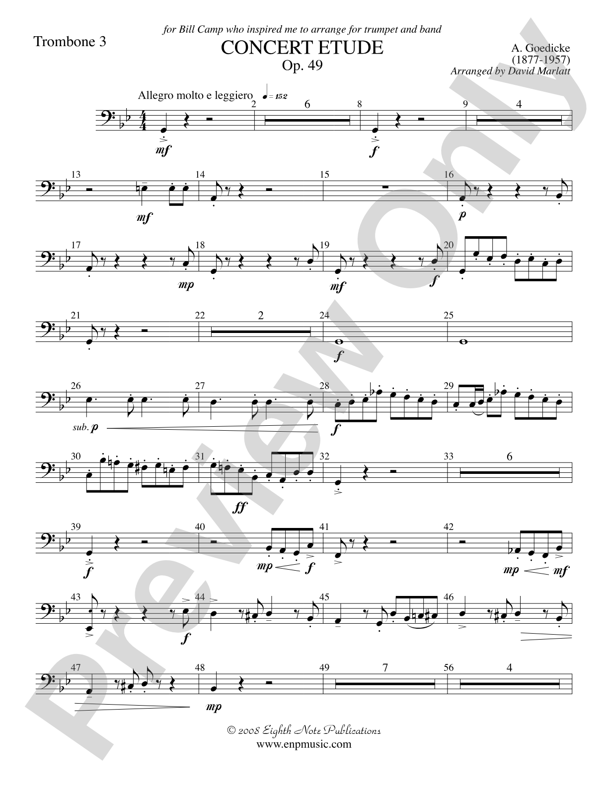 Concert Etude, Op. 49 (Solo Trumpet and Concert Band): 3rd Trombone