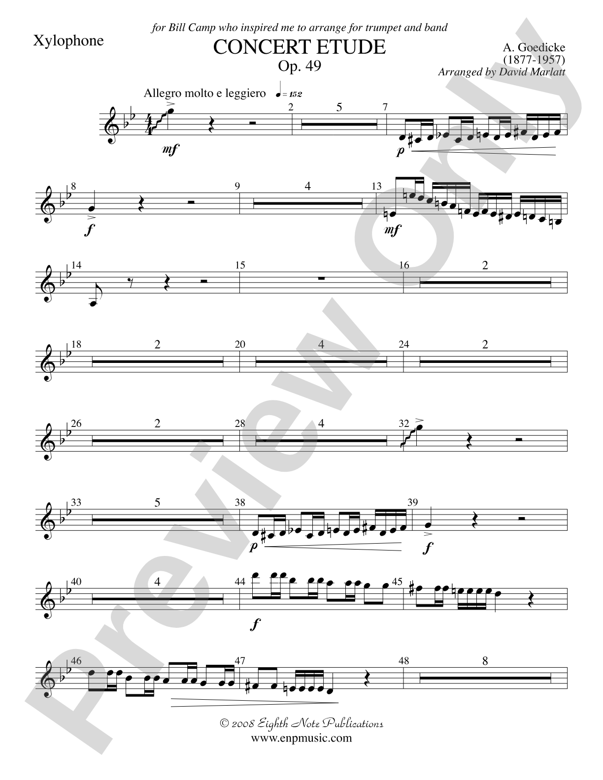 Concert Etude, Op. 49 (Solo Trumpet and Concert Band): Xylophone