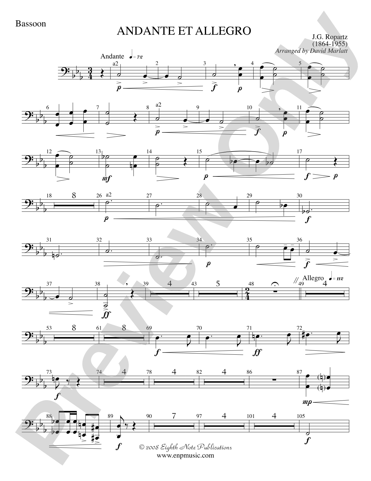 Andante et Allegro (Solo Trumpet and Concert Band): Bassoon