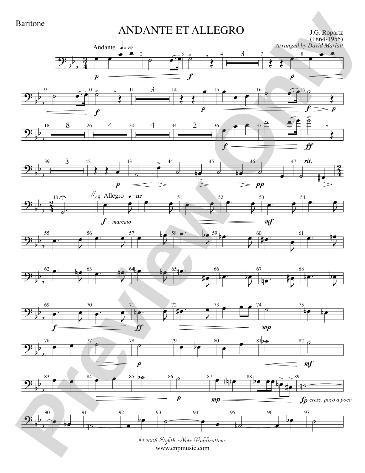 Andante et Allegro (Solo Trumpet and Concert Band): Baritone B.C.