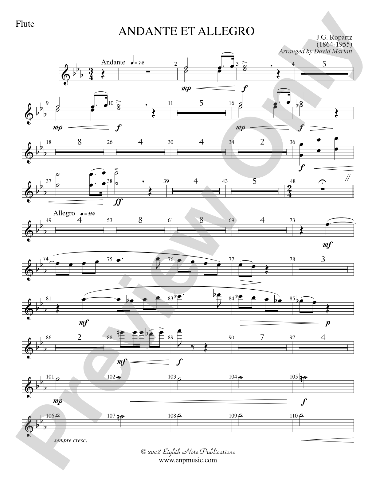 Andante et Allegro (Solo Trumpet and Concert Band): Flute