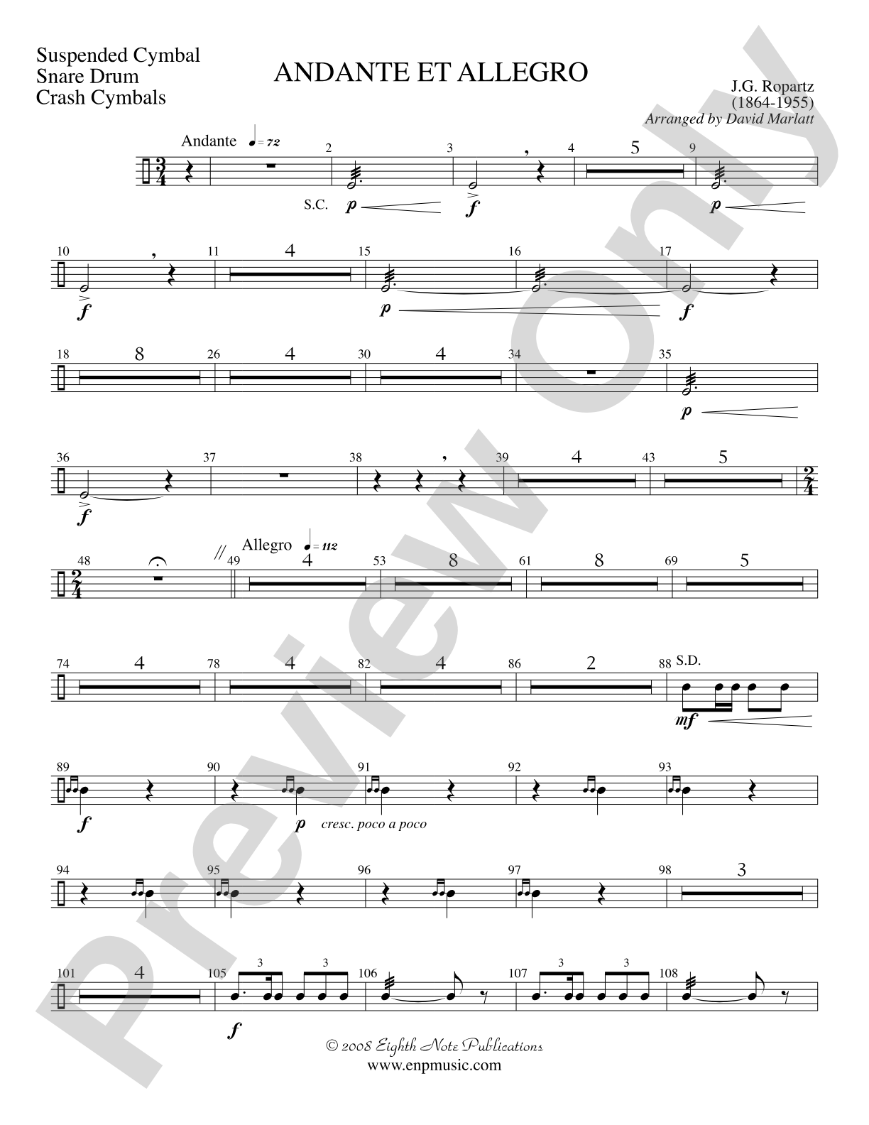 Andante et Allegro (Solo Trumpet and Concert Band): 1st Percussion