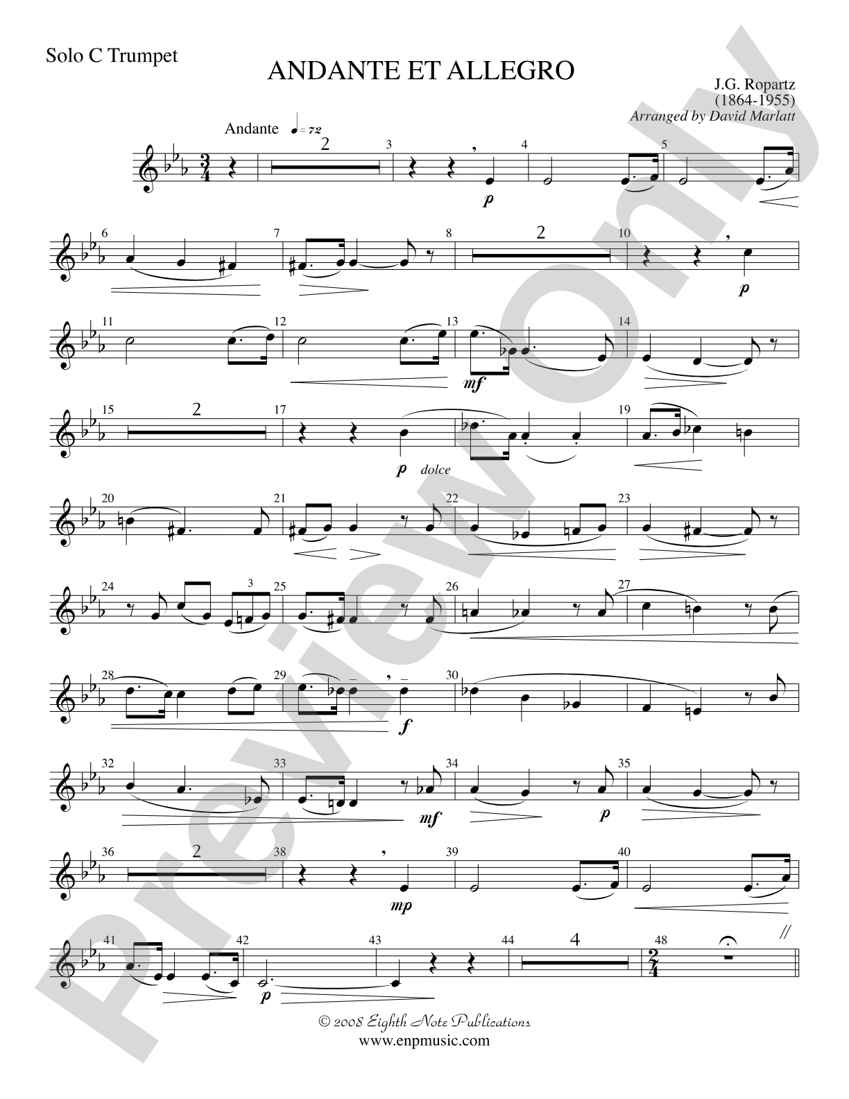 Andante et Allegro (Solo Trumpet and Concert Band): Solo C Trumpet