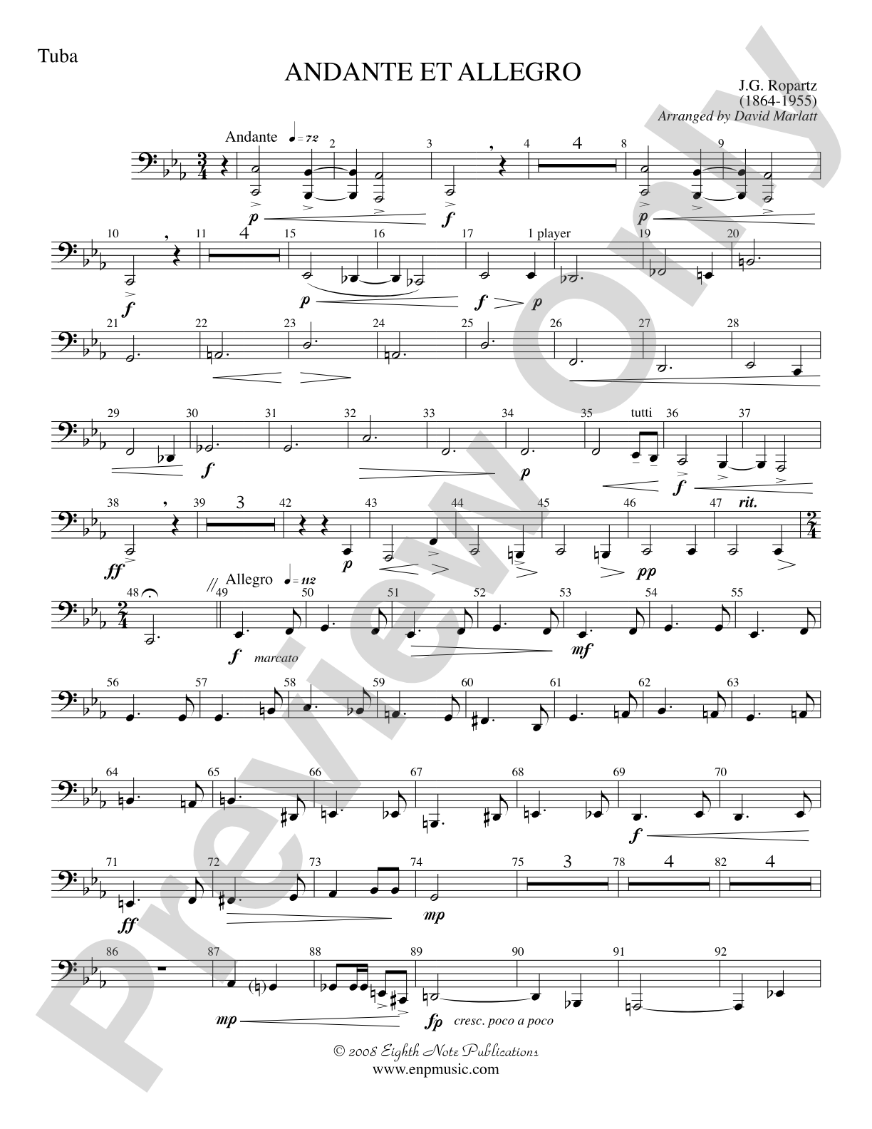 Andante et Allegro (Solo Trumpet and Concert Band): Tuba