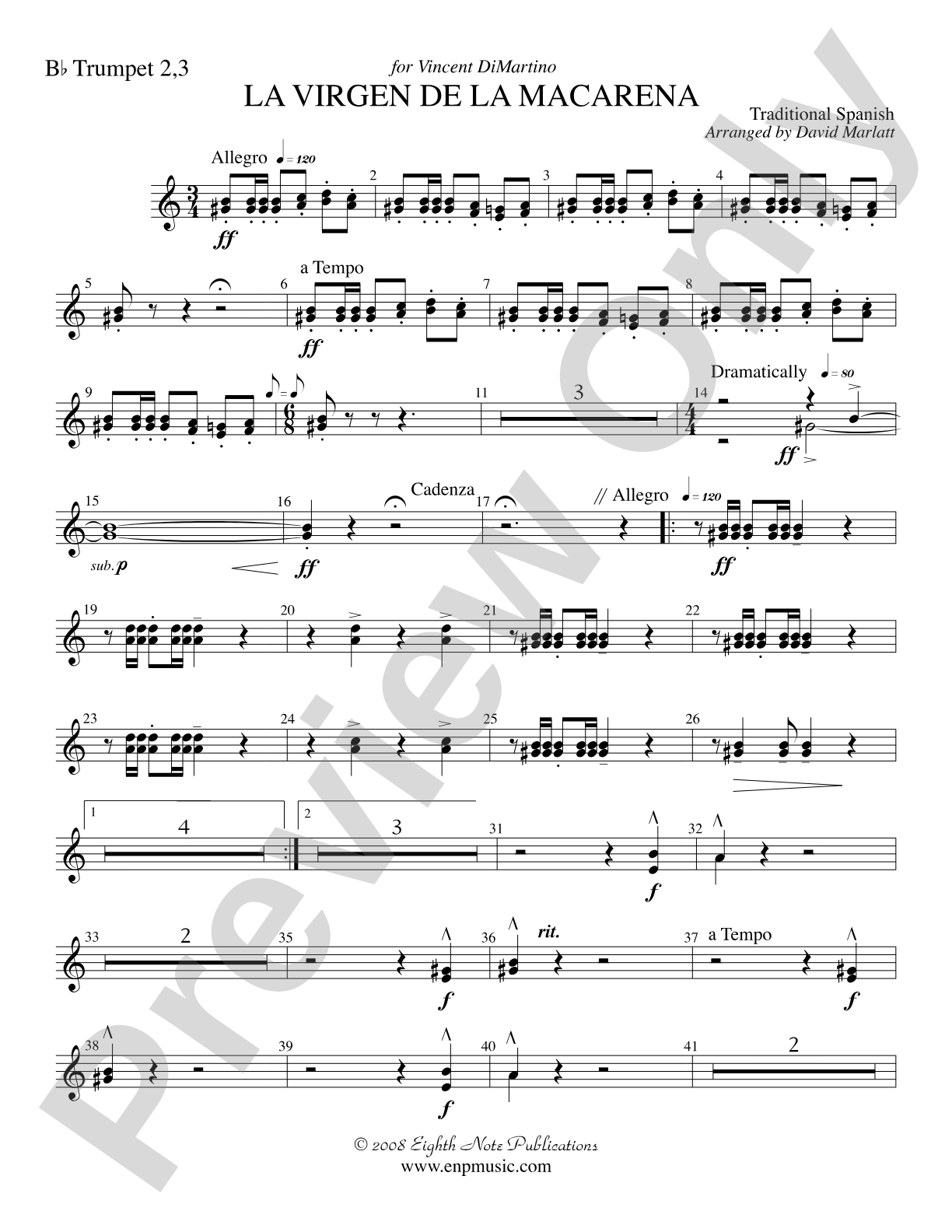 La Virgen de la Macarena (Solo Trumpet and Concert Band): 2nd & 3rd Trumpet