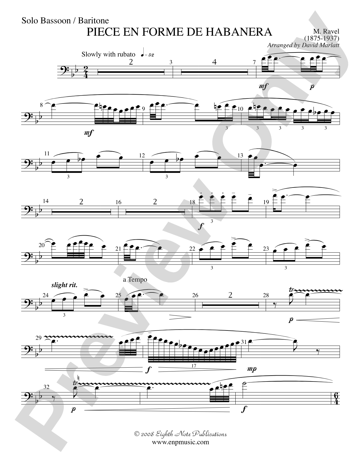 Piece en Forme de Habanera (Soloist and Concert Band): String Bass