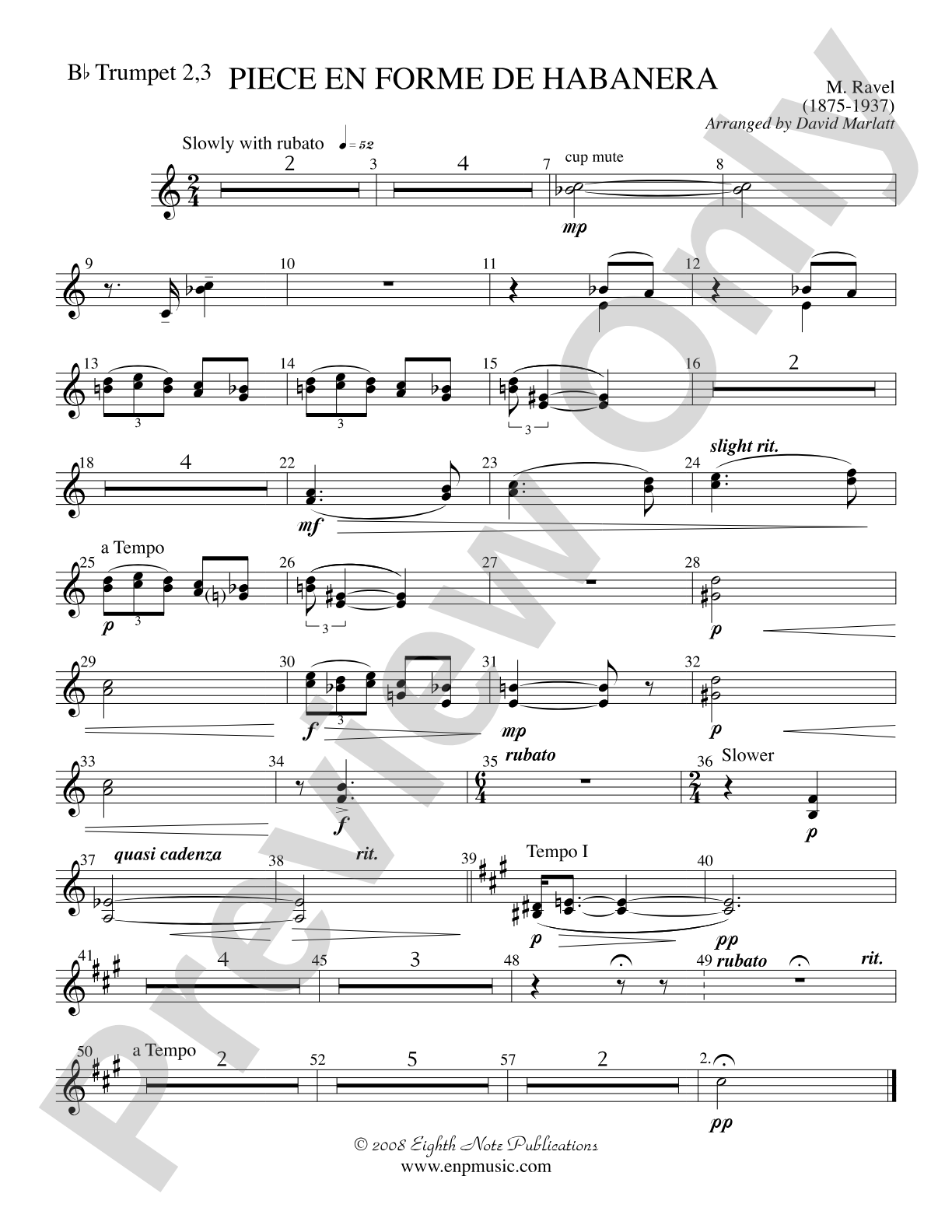 Piece en Forme de Habanera (Soloist and Concert Band): 2nd & 3rd Trumpet